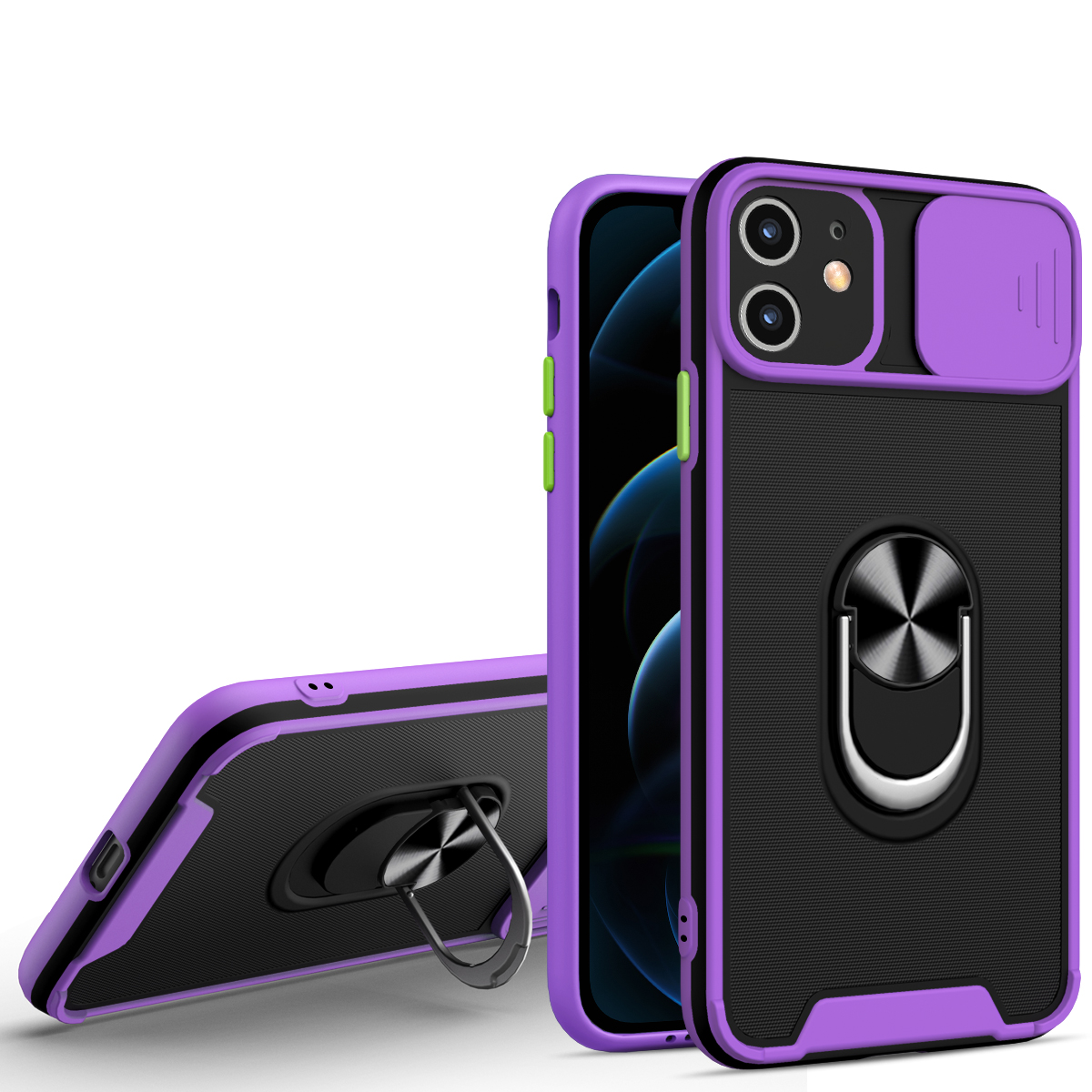 Rotating Ring Kickstand Hard PC + Soft TPU Impact-Resistant Protective Case with Slide Camera Cover for iPhone 11 6.1 inch - Purple, iPhone 11 6.1 inch
Rotating Ring Kickstand Hard PC + Soft TPU Impact-Resistant Protective Case with Slide Camera Cover for iPhone 11 6.1 inch - Purple, iPhone 11 6.1 inch