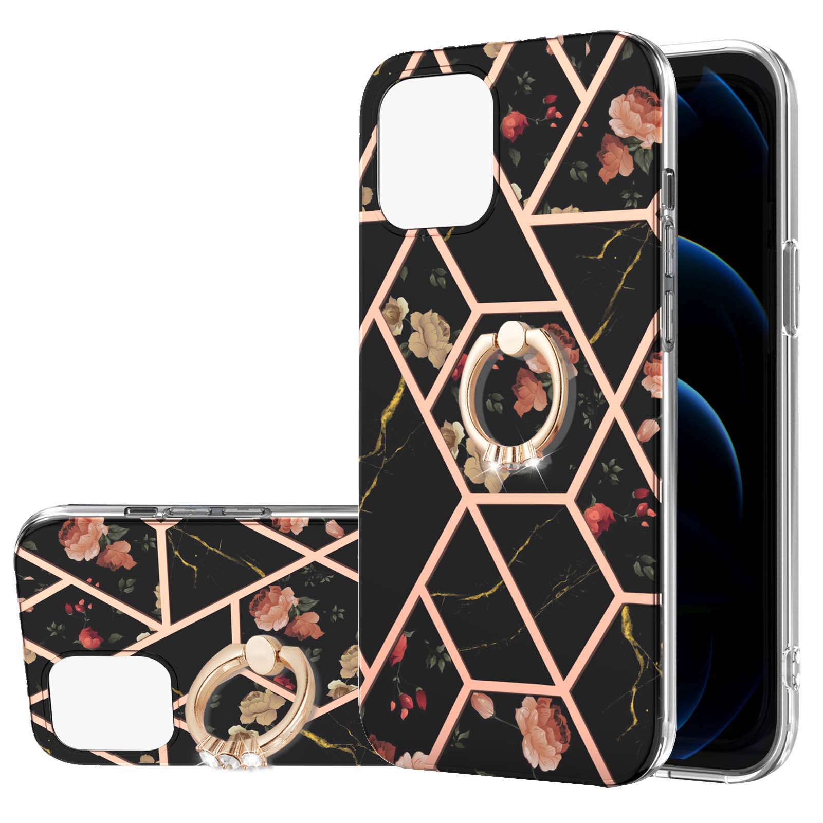 Ring Kickstand Marble Pattern IMD Design Flexible Soft TPU Full-Body Protective Cover for iPhone 13 Pro Max 6.7 inch - Black Flowers, iPhone 13 Pro Max
Ring Kickstand Marble Pattern IMD Design Flexible Soft TPU Full-Body Protective Cover for iPhone 13 Pro Max 6.7 inch - Black Flowers, iPhone 13 Pro Max