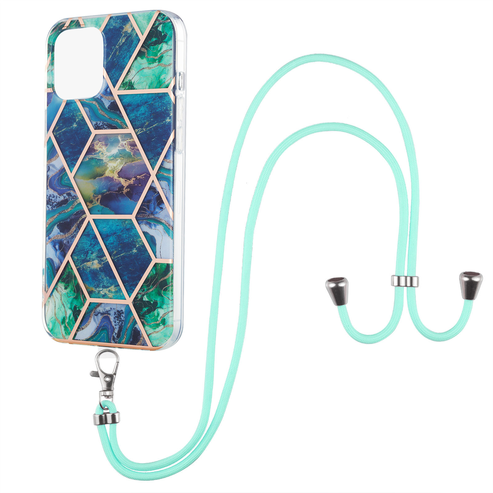 Marble Splicing Pattern Double-sided IMD Electroplating 2.0mm TPU Shockproof Cover with Lanyard for iPhone 13 Pro Max 6.7 inch - Blue/Green, iPhone 13 Pro Max
Marble Splicing Pattern Double-sided IMD Electroplating 2.0mm TPU Shockproof Cover with Lanyard for iPhone 13 Pro Max 6.7 inch - Blue/Green, iPhone 13 Pro Max