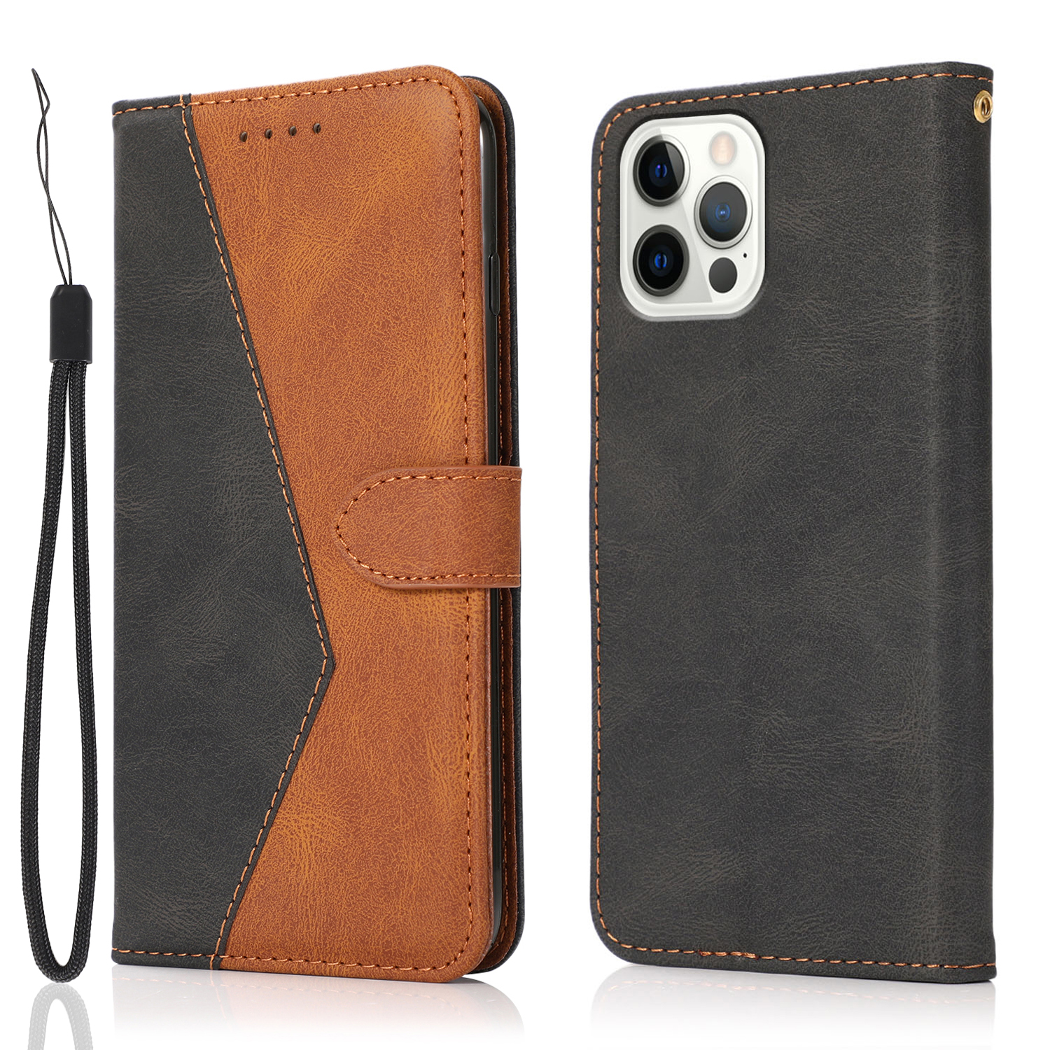 Dual Color All-Round Protection Wallet Stand Design Leather Phone Cover with Wrist Strap for iPhone 13 Pro Max 6.7 inch - Black/Brown, iPhone 13 Pro Max
Dual Color All-Round Protection Wallet Stand Design Leather Phone Cover with Wrist Strap for iPhone 13 Pro Max 6.7 inch - Black/Brown, iPhone 13 Pro Max