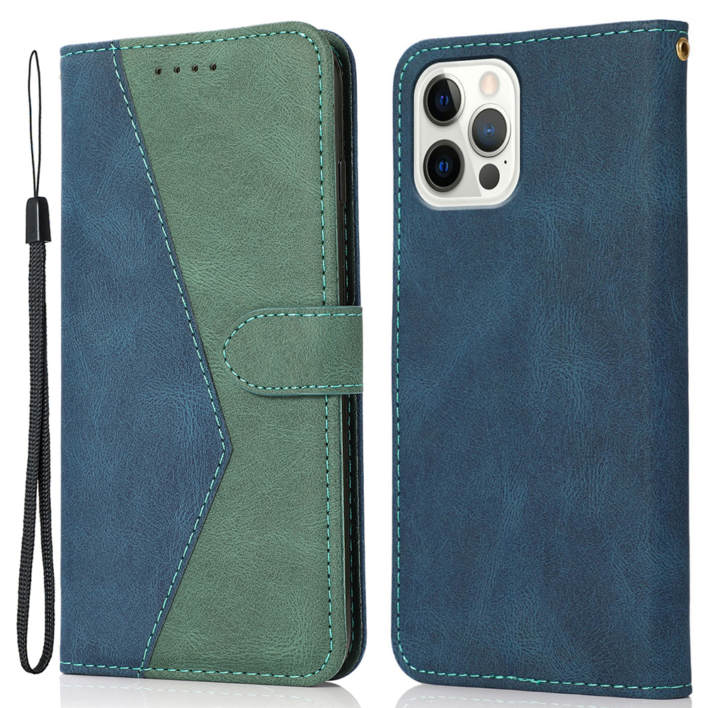 Dual Color Splicing Full-Protection Leather Wallet Stand Phone Cover Shell with Wrist Strap for iPhone 12 Pro Max 6.7 inch - Blue/Green, iPhone 12 Pro Max
Dual Color Splicing Full-Protection Leather Wallet Stand Phone Cover Shell with Wrist Strap for iPhone 12 Pro Max 6.7 inch - Blue/Green, iPhone 12 Pro Max