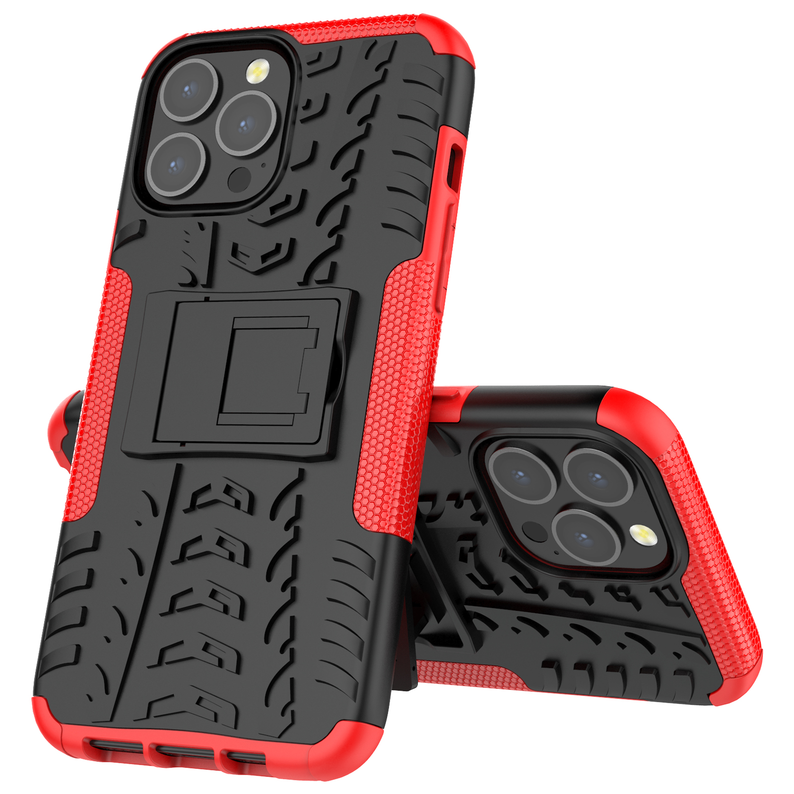 Heavy Duty Protection Tire Texture PC + TPU Shockproof Cover Case with Kickstand for iPhone 13 Pro Max 6.7 inch - Red, iPhone 13 Pro Max
Heavy Duty Protection Tire Texture PC + TPU Shockproof Cover Case with Kickstand for iPhone 13 Pro Max 6.7 inch - Red, iPhone 13 Pro Max