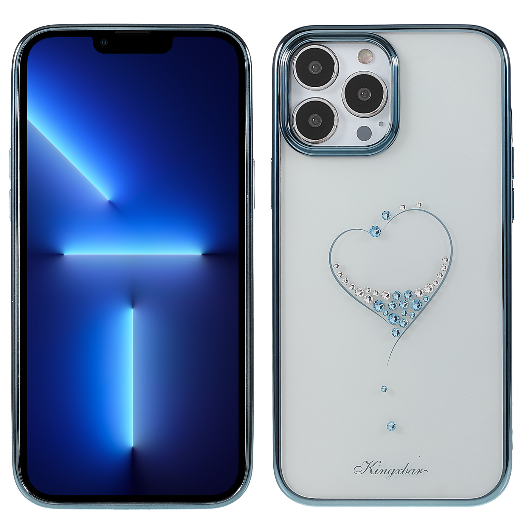 KINGXBAR Gold Plated Frame Light Heart Rhinestone Decoration Electroplating Laser Carving Phone Case for iPhone 13 Pro 6.1 inch - Blue, iPhone 13 Pro
KINGXBAR Gold Plated Frame Light Heart Rhinestone Decoration Electroplating Laser Carving Phone Case for iPhone 13 Pro 6.1 inch - Blue, iPhone 13 Pro