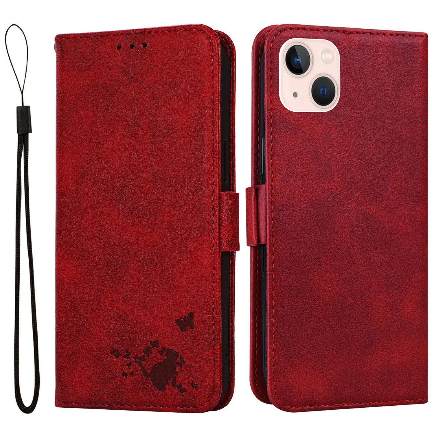 Shockproof Cat Butterfly Pattern Imprinting PU Leather Wallet Case Stand Flip Protective Cover with Strap for iPhone 13 mini 5.4 inch - Red, iPhone 13 mini
Shockproof Cat Butterfly Pattern Imprinting PU Leather Wallet Case Stand Flip Protective Cover with Strap for iPhone 13 mini 5.4 inch - Red, iPhone 13 mini