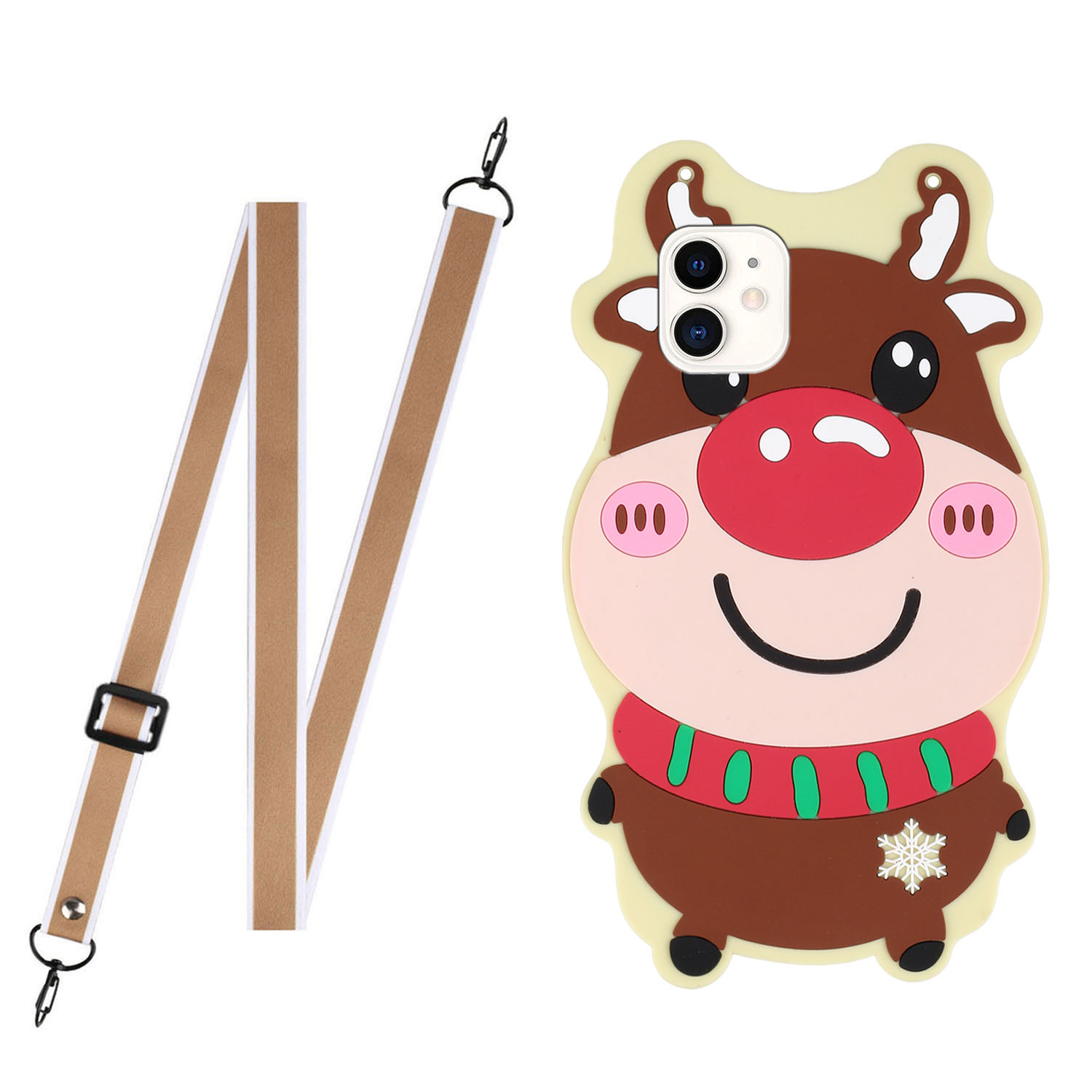 3D Effect Christmas Pattern TPU + Silicone Phone Cover Protective Case with Adjustable Lanyard for iPhone 12 mini 5.4 inch - Christmas Reindeer, iPhone 12 mini
3D Effect Christmas Pattern TPU + Silicone Phone Cover Protective Case with Adjustable Lanyard for iPhone 12 mini 5.4 inch - Christmas Reindeer, iPhone 12 mini