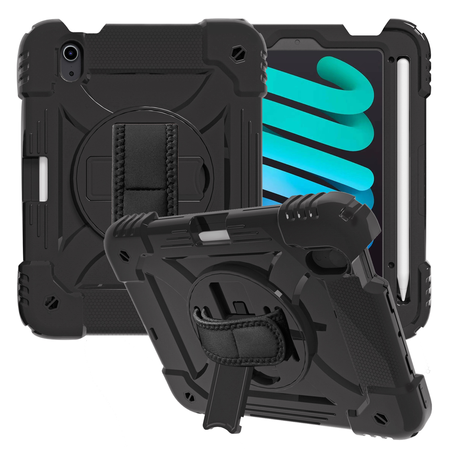 Couleur Solide Anti-goutte 360 degrés Sangle De 360 degrés Handy Handy Kick-in Butt Standard Cas De Tablette Avec Bandoulière Pour IPad Mini (2021) - Le Noir, Apple iPad mini (2021)
Couleur Solide Anti-goutte 360 degrés Sangle De 360 degrés Handy Handy Kick-in Butt Standard Cas De Tablette Avec Bandoulière Pour IPad Mini (2021) - Le Noir, Apple iPad mini (2021)