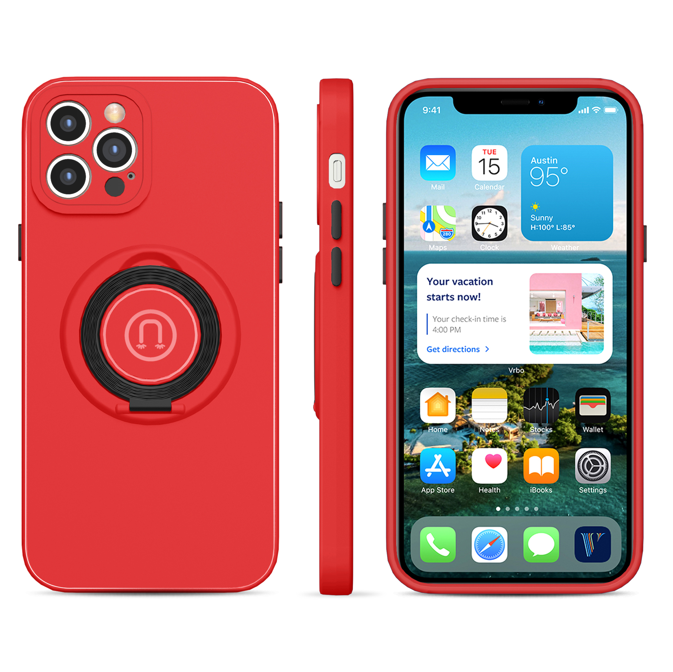 Scratch Resistant Skin Feeling Contrast Color Hybrid Phone Protection Case Cover with Finger Ring Kickstand for iPhone 13 Pro 6.1 inch - Red, iPhone 13 Pro
Scratch Resistant Skin Feeling Contrast Color Hybrid Phone Protection Case Cover with Finger Ring Kickstand for iPhone 13 Pro 6.1 inch - Red, iPhone 13 Pro