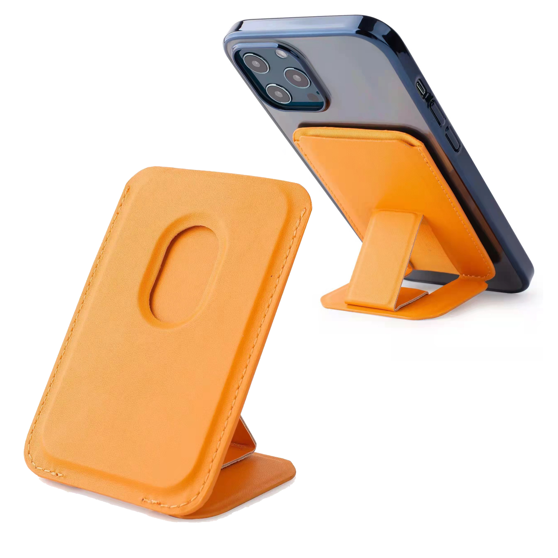 Magnetic Absorption Phone Kickstand Holder PU Leather Cell Phone Bracket with Card Slot for iPhone 12/13 Series - Orange, iPhone 12 mini
Magnetic Absorption Phone Kickstand Holder PU Leather Cell Phone Bracket with Card Slot for iPhone 12/13 Series - Orange, iPhone 12 mini