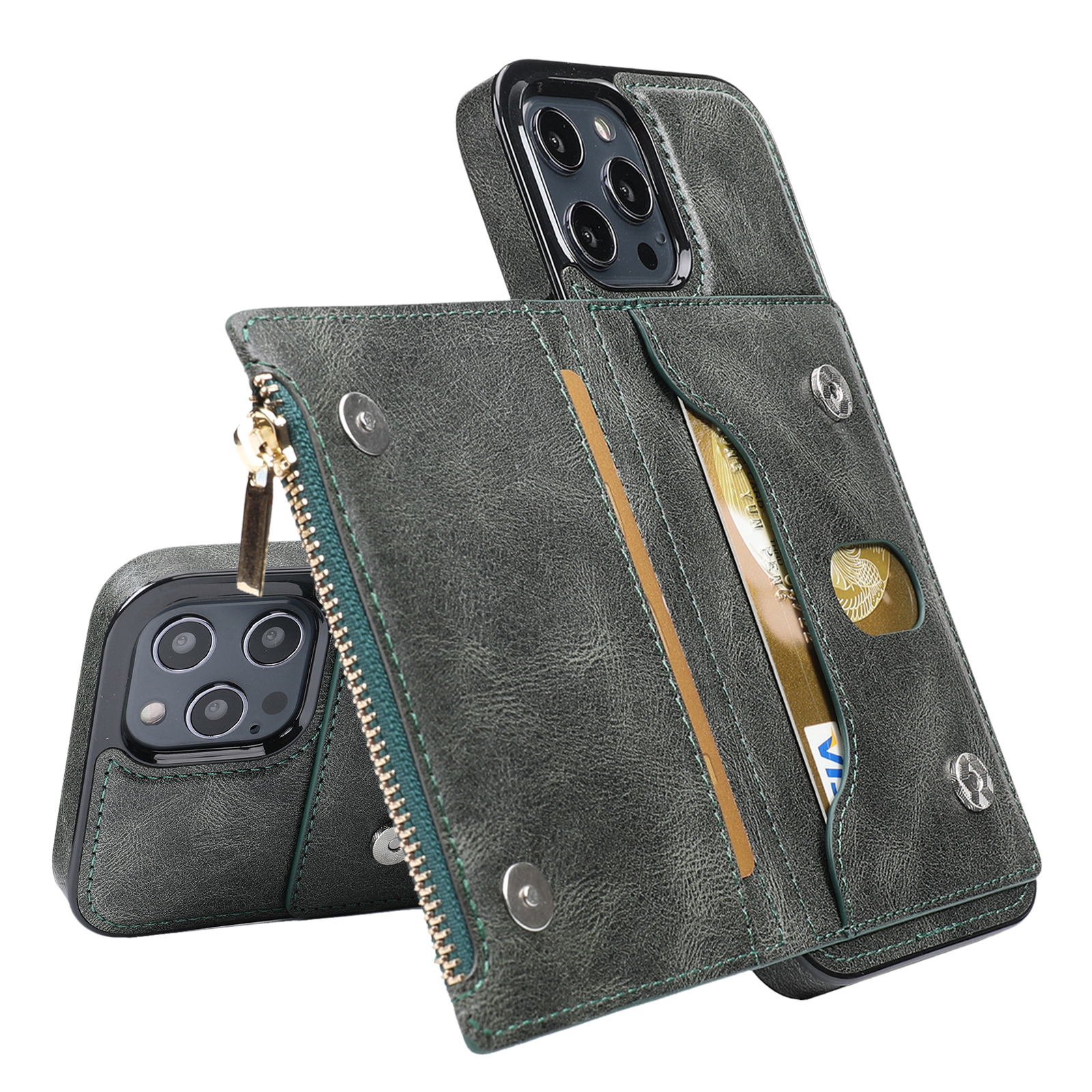 Well-protected Leather Coated Mobile Phone Cover with Kickstand and Zipper Pocket for iPhone 12 Pro Max 6.7 inch - Green, iPhone 12 Pro Max
Well-protected Leather Coated Mobile Phone Cover with Kickstand and Zipper Pocket for iPhone 12 Pro Max 6.7 inch - Green, iPhone 12 Pro Max