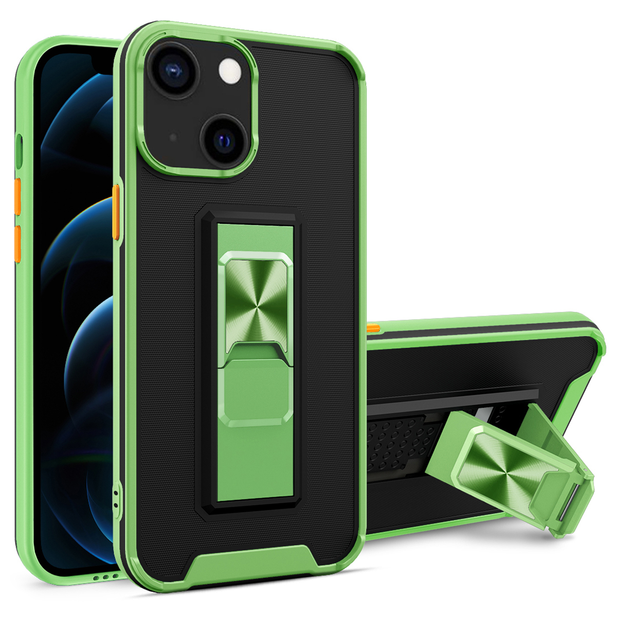 Dual-color Skin-touch Feel Phone Back Case with Kickstand for iPhone 13 mini 5.4 inch - Green, iPhone 13 mini
Dual-color Skin-touch Feel Phone Back Case with Kickstand for iPhone 13 mini 5.4 inch - Green, iPhone 13 mini