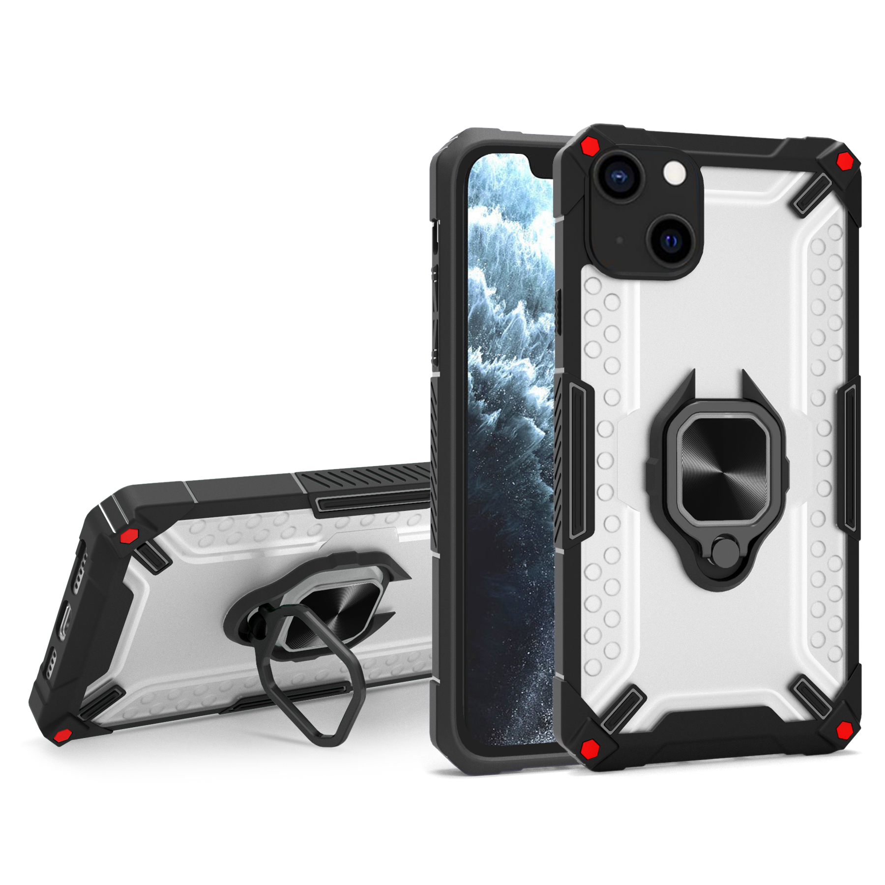 Ring Kickstand Design Shockproof Anti-Fall PC+TPU Hybrid Case Phone Shell for iPhone 13 mini 5.4 inch- Black, iPhone 13 mini
Ring Kickstand Design Shockproof Anti-Fall PC+TPU Hybrid Case Phone Shell for iPhone 13 mini 5.4 inch- Black, iPhone 13 mini
