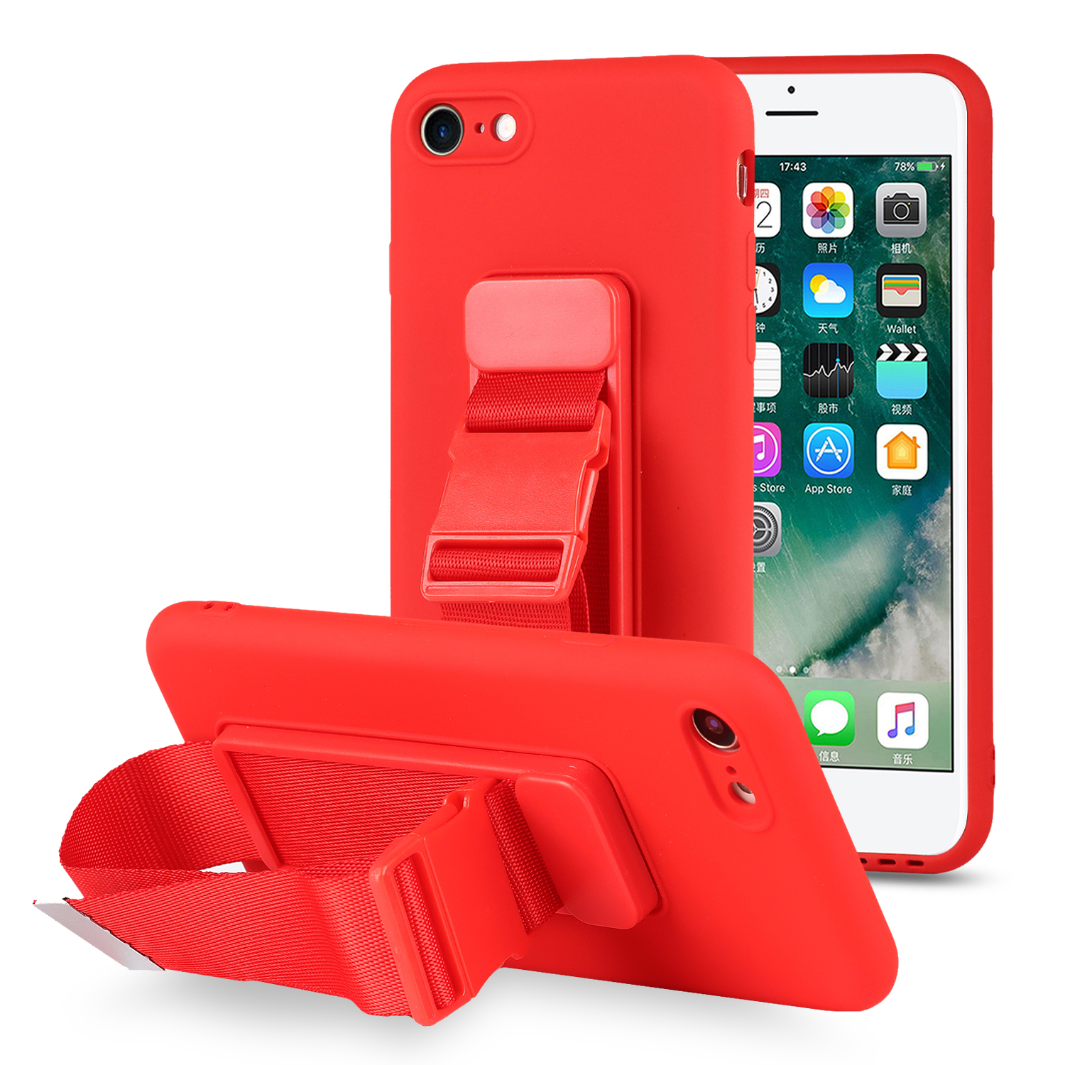 Kickstand Design Precise Cutout Durable Soft TPU Case with Adjustable Wrist Strap for iPhone SE (2022)/SE (2020)/8/7/SE (2nd Generation) - Red, iPhone SE (2022)
Kickstand Design Precise Cutout Durable Soft TPU Case with Adjustable Wrist Strap for iPhone SE (2022)/SE (2020)/8/7/SE (2nd Generation) - Red, iPhone SE (2022)