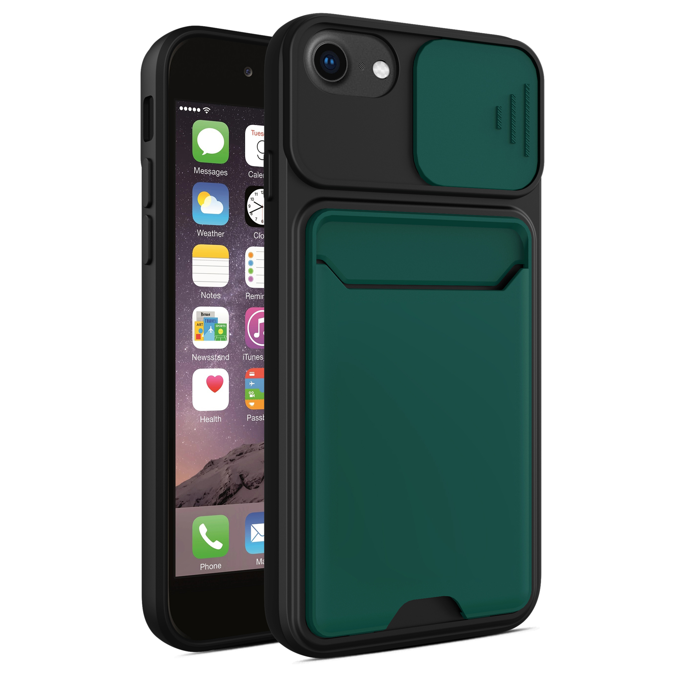 Hard PC+TPU Phone Cover Slide Camera Protector Card Holder Phone Case for iPhone SE (2022)/SE (2020)/8/7 - Green, iPhone SE (2022)
Hard PC+TPU Phone Cover Slide Camera Protector Card Holder Phone Case for iPhone SE (2022)/SE (2020)/8/7 - Green, iPhone SE (2022)