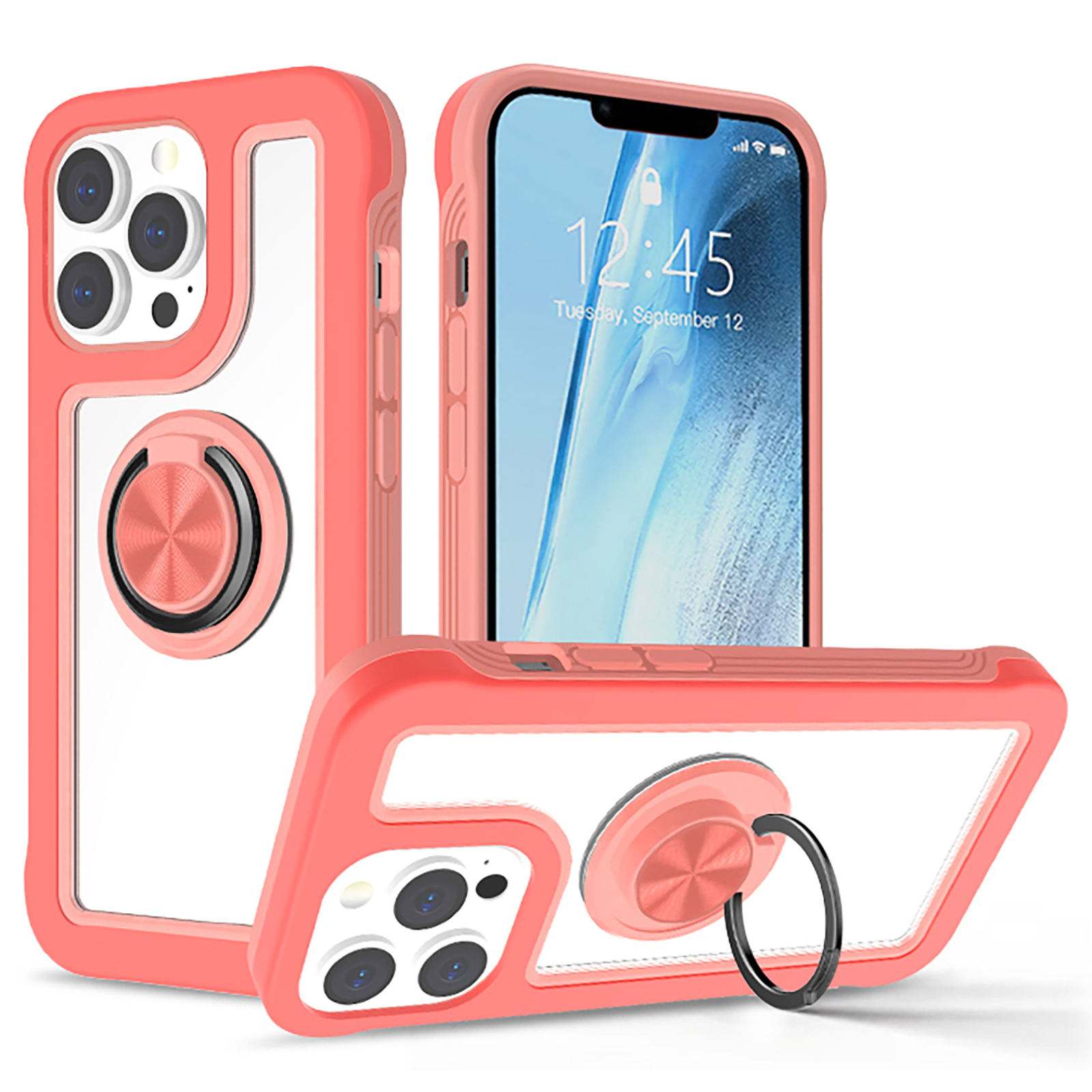 Kickstand TPU + PC Phone Case 2-in-1 Contrast Color Frame Design Ultra Clear Backplate Cover for iPhone 13 Pro Max 6.7 inch - Fluorescent Pink/Peach Pink, iPhone 13 Pro Max
Kickstand TPU + PC Phone Case 2-in-1 Contrast Color Frame Design Ultra Clear Backplate Cover for iPhone 13 Pro Max 6.7 inch - Fluorescent Pink/Peach Pink, iPhone 13 Pro Max