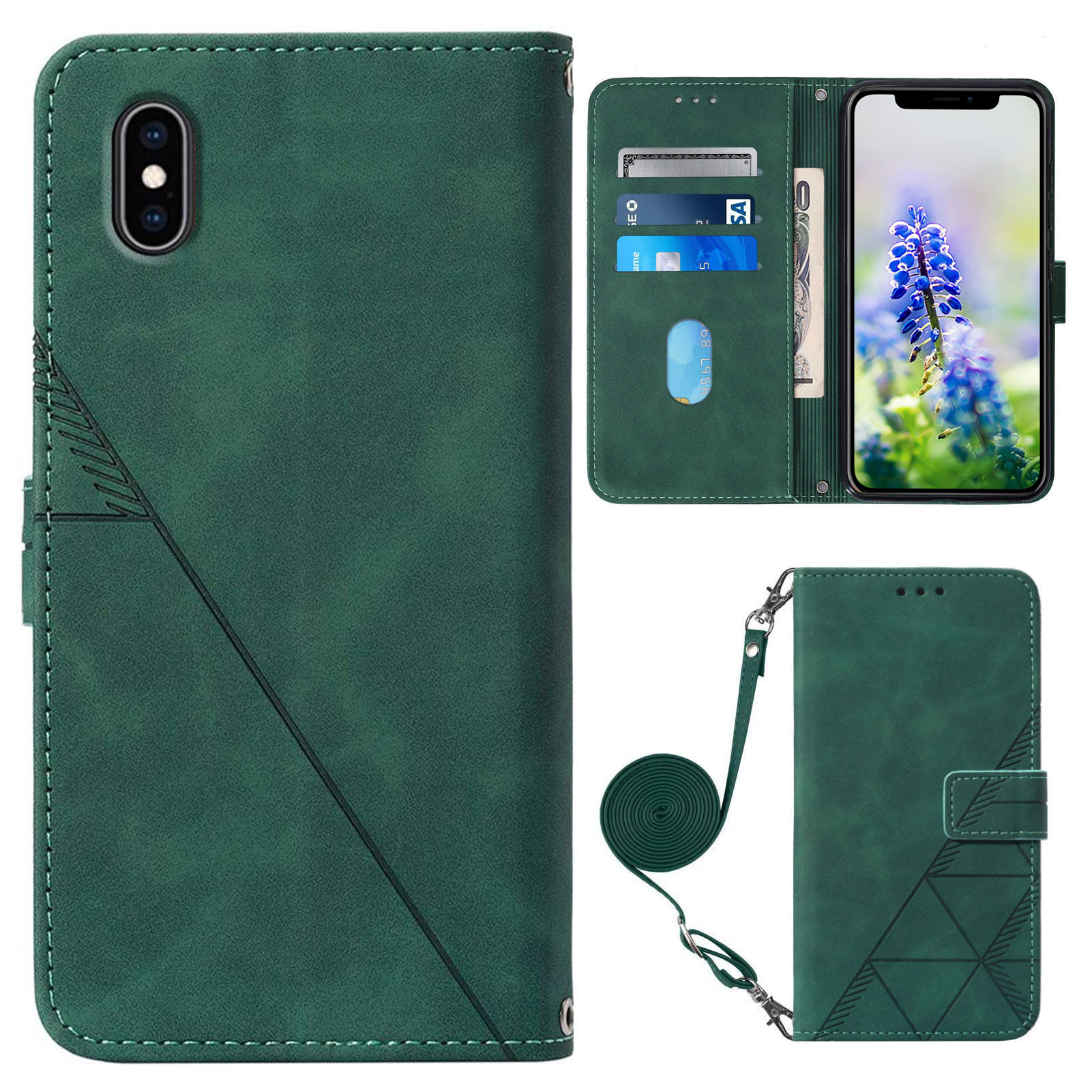 PB2-1 Series PU Leather Anti-fall Long Lanyard Case Imprinting Lines Wallet Phone Cover with Stand for Apple iPhone XS Max 6.5 inch - Blackish Green, iPhone XS Max 6.5 inch
PB2-1 Series PU Leather Anti-fall Long Lanyard Case Imprinting Lines Wallet Phone Cover with Stand for Apple iPhone XS Max 6.5 inch - Blackish Green, iPhone XS Max 6.5 inch