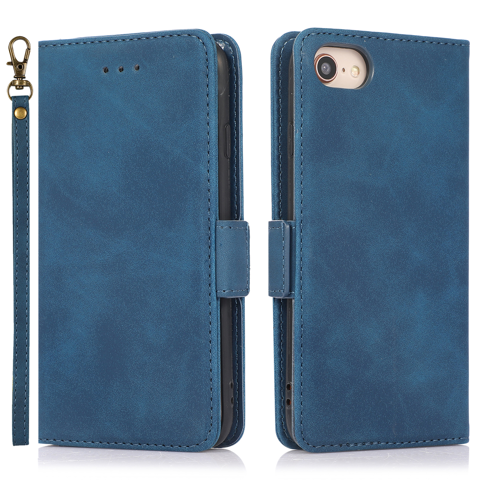 Double Magnetic Clasp Phone Case Stand Wallet PU Leather Phone Cover with Hand Strap for iPhone SE (2022)/SE (2020)/8/7 - Blue, iPhone SE (2022)
Double Magnetic Clasp Phone Case Stand Wallet PU Leather Phone Cover with Hand Strap for iPhone SE (2022)/SE (2020)/8/7 - Blue, iPhone SE (2022)