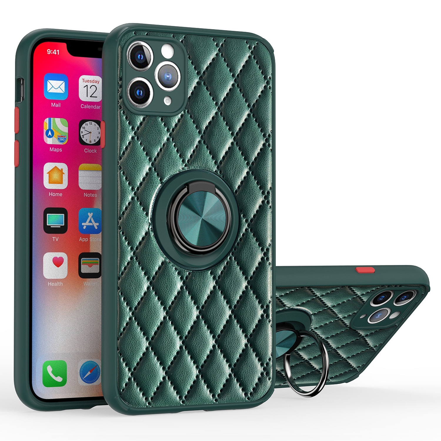 For iPhone 11 Pro Max 6.5 inch Precise Cut-Out Design Grid Leather Coated Cell Phone Case with Kickstand - Blackish Green, iPhone 11 Pro Max 6.5 inch
For iPhone 11 Pro Max 6.5 inch Precise Cut-Out Design Grid Leather Coated Cell Phone Case with Kickstand - Blackish Green, iPhone 11 Pro Max 6.5 inch