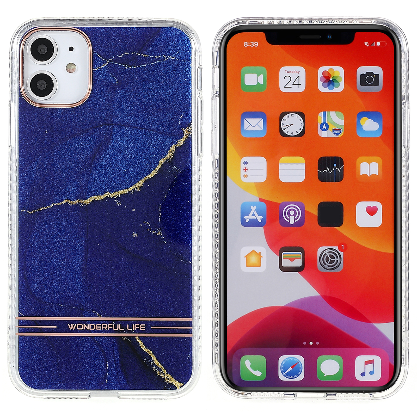 Для IPhone 12 6.1 Дюймов / 12 Про 6,1 Дюйма Лакированного IMD Мраморной Узор TPU + Акриловый Чехол Для Телефона - Темно-синий, iPhone 12
Для IPhone 12 6.1 Дюймов / 12 Про 6,1 Дюйма Лакированного IMD Мраморной Узор TPU + Акриловый Чехол Для Телефона - Темно-синий, iPhone 12
