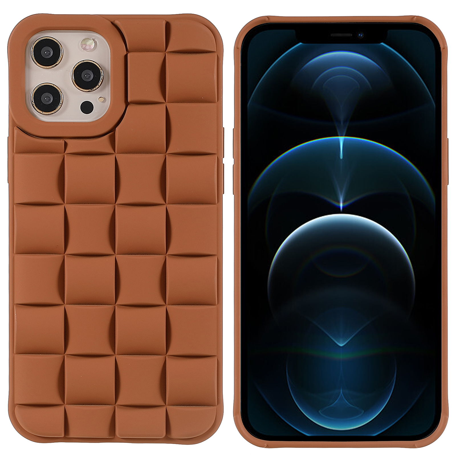 For iPhone 12 Pro Max 6.7 inch Mobile Phone Case 3D Grid Textured Silicone Rubberized Shockproof Phone Cover - Brown, iPhone 12 Pro Max
For iPhone 12 Pro Max 6.7 inch Mobile Phone Case 3D Grid Textured Silicone Rubberized Shockproof Phone Cover - Brown, iPhone 12 Pro Max