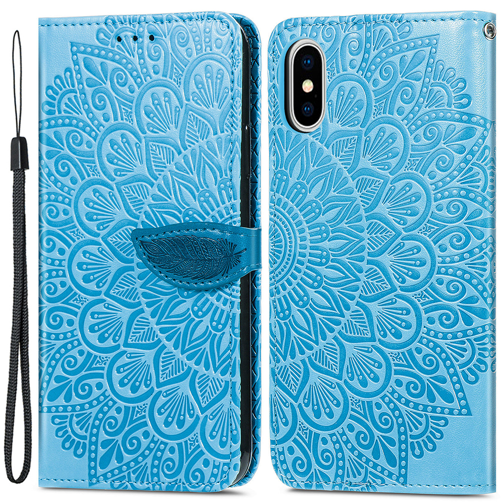 Leather Phone Case for iPhone X/XS 5.8 inch, Stylish Imprinted Dream Wings Pattern Adjustable Stand Wallet Case with Wrist Strap - Blue, iPhone X
Leather Phone Case for iPhone X/XS 5.8 inch, Stylish Imprinted Dream Wings Pattern Adjustable Stand Wallet Case with Wrist Strap - Blue, iPhone X