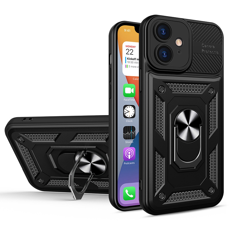 For iPhone 12 6.1 inch TPU + PC Phone Protective Case Metal Ring Kickstand Anti-drop Cover with Camera Protection Design - Black, iPhone 12
For iPhone 12 6.1 inch TPU + PC Phone Protective Case Metal Ring Kickstand Anti-drop Cover with Camera Protection Design - Black, iPhone 12