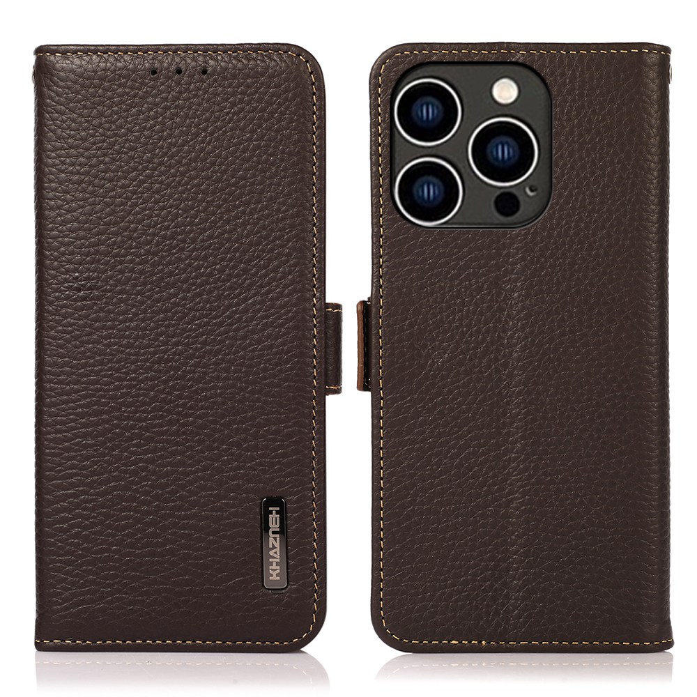 KHAZNEH for iPhone 14 Pro 6.1 inch Flip Wallet Phone Case Litchi Texture Genuine Leather Shockproof TPU Stand Cover with RFID Blocking - Brown, iPhone 14 Pro
KHAZNEH for iPhone 14 Pro 6.1 inch Flip Wallet Phone Case Litchi Texture Genuine Leather Shockproof TPU Stand Cover with RFID Blocking - Brown, iPhone 14 Pro