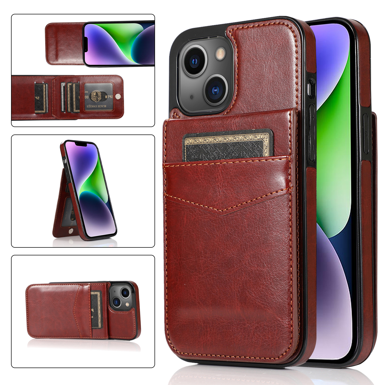 Für Iphone 13 / 14 Kartenhalter PU Leder Beschichtete TPU -telefonhülle Kickstand -smartphone -cover - Braun, iPhone 13
Für Iphone 13 / 14 Kartenhalter PU Leder Beschichtete TPU -telefonhülle Kickstand -smartphone -cover - Braun, iPhone 13
