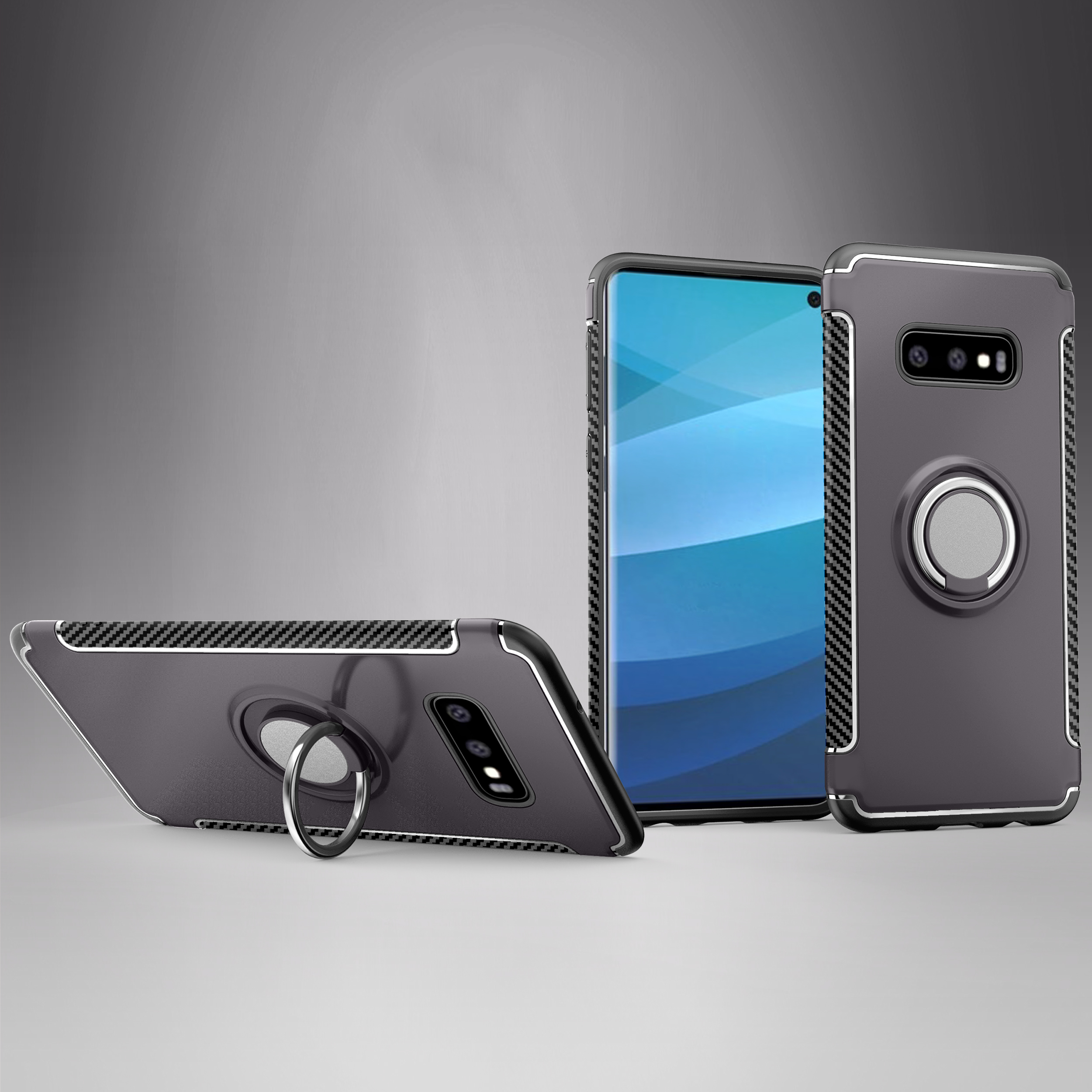 Ring Holder TPU PC Armor Mobile Phone Case for Samsung Galaxy S10e - Grey, Galaxy S10e
Ring Holder TPU PC Armor Mobile Phone Case for Samsung Galaxy S10e - Grey, Galaxy S10e