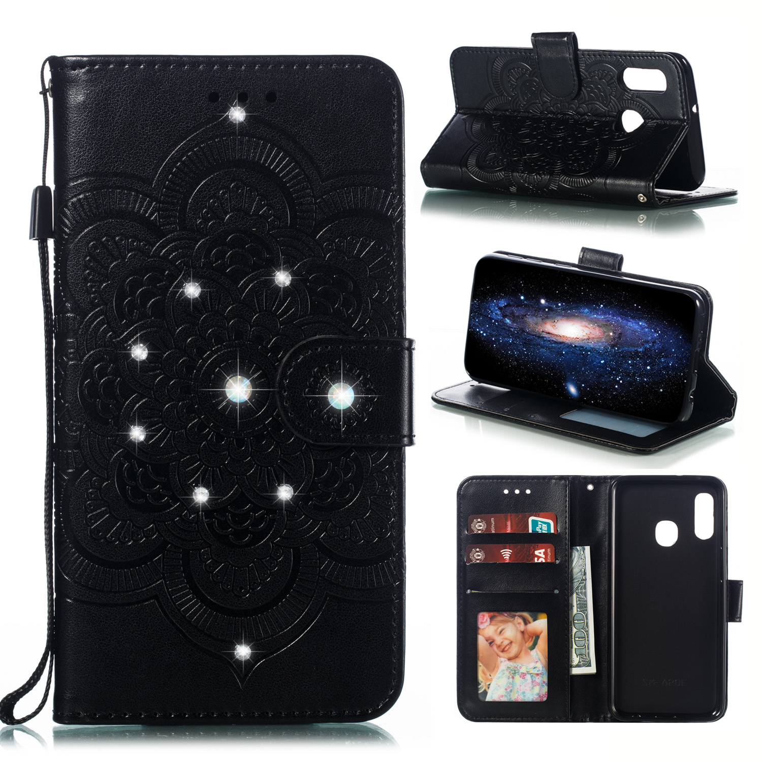 Shiny Diamond Imprint Flower Leather Phone Cover for Samsung Galaxy A20e - Black, Galaxy A20e
Shiny Diamond Imprint Flower Leather Phone Cover for Samsung Galaxy A20e - Black, Galaxy A20e