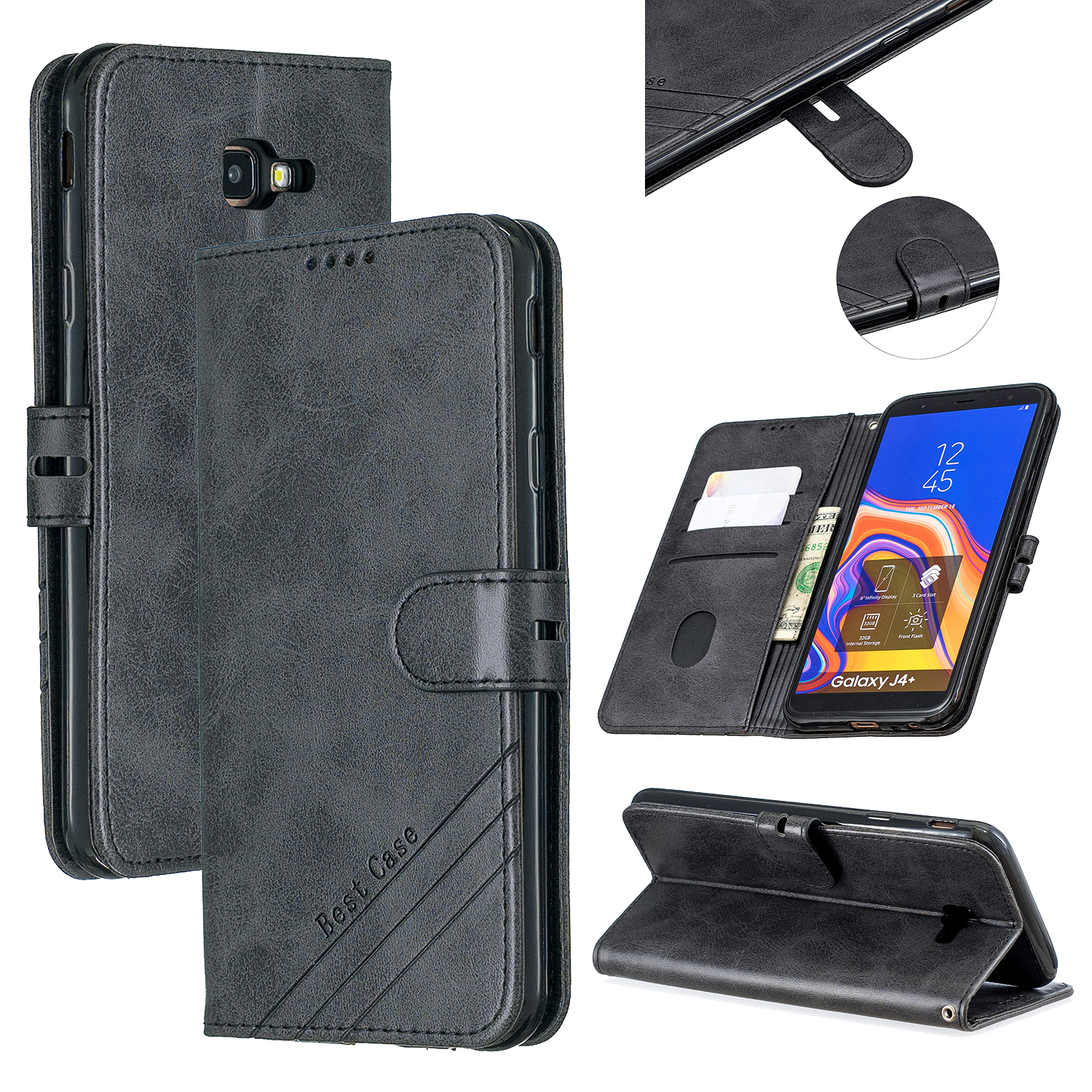 PU Leather Wallet Stand Shell Casing for Samsung Galaxy J4+/J4 Plus - Black, Galaxy J4+
PU Leather Wallet Stand Shell Casing for Samsung Galaxy J4+/J4 Plus - Black, Galaxy J4+