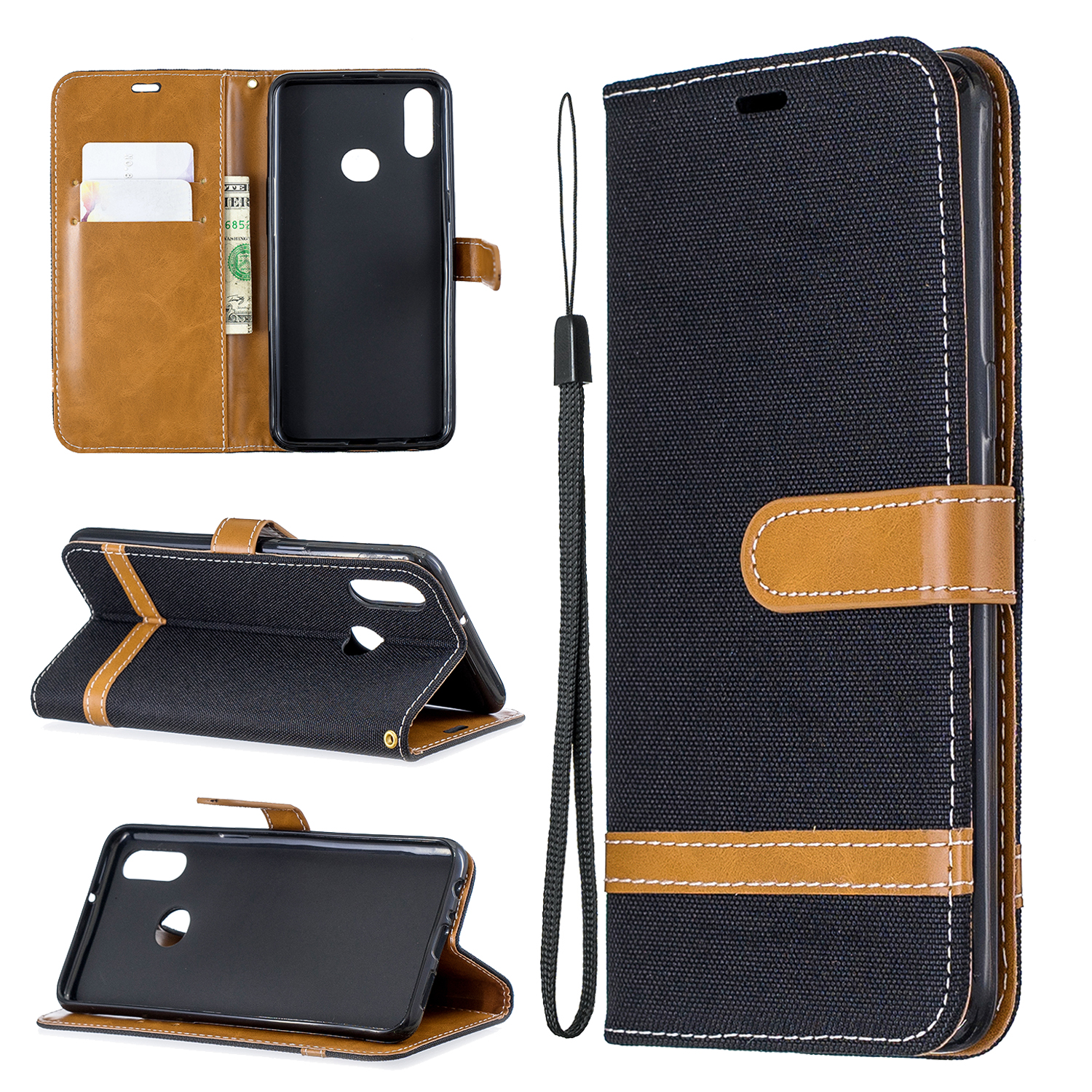 Bi-Color Jeans Cloth Wallet Leather Covering for Samsung Galaxy A10s - Black, Galaxy A10s
Bi-Color Jeans Cloth Wallet Leather Covering for Samsung Galaxy A10s - Black, Galaxy A10s