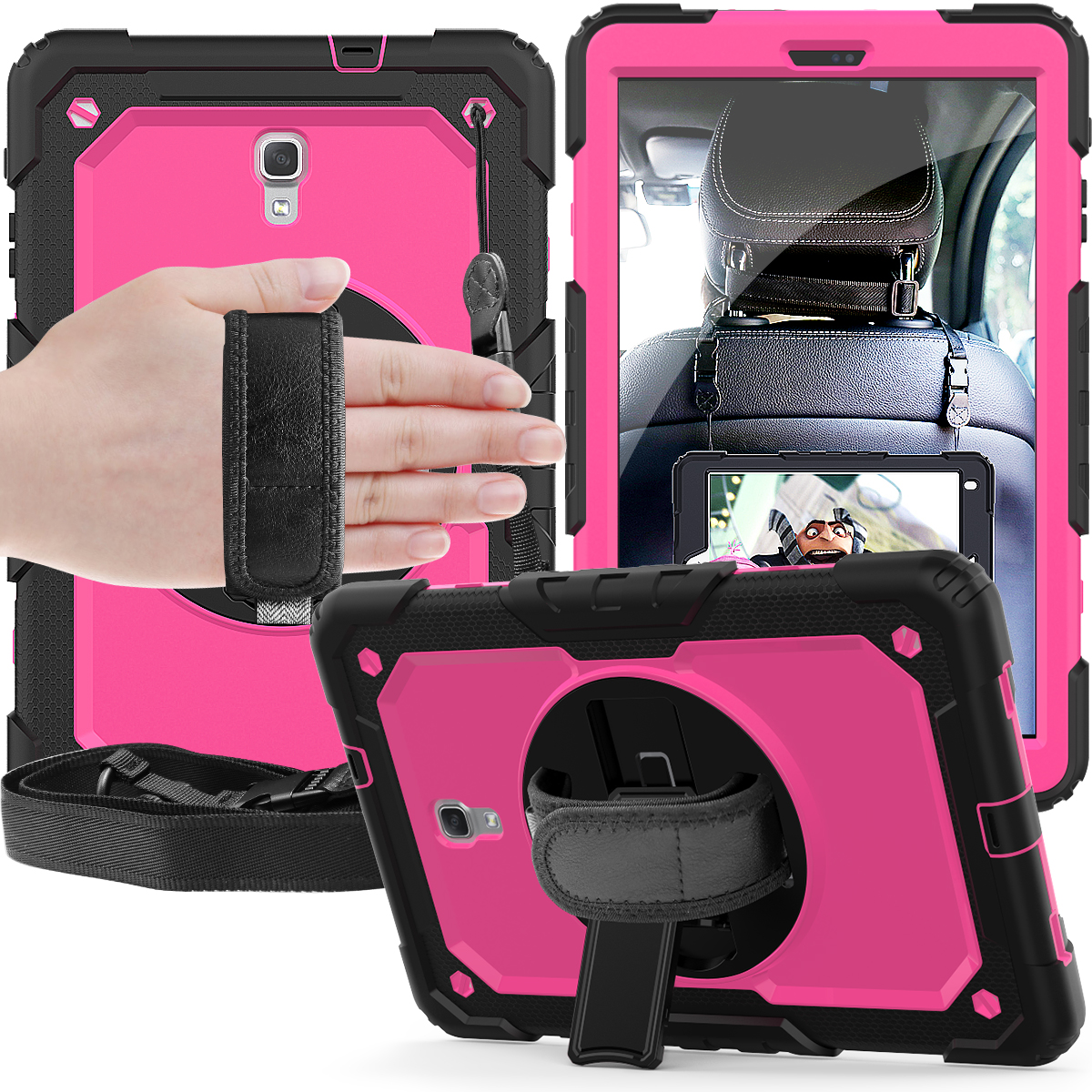 PC Silicone Kickstand Case with Strap + Screen Protector for Samsung Galaxy Tab A 10.5 (2018) T590 T595 - Black/Rose, Galaxy Tab A 10.5 (2018) T590 T595
PC Silicone Kickstand Case with Strap + Screen Protector for Samsung Galaxy Tab A 10.5 (2018) T590 T595 - Black/Rose, Galaxy Tab A 10.5 (2018) T590 T595