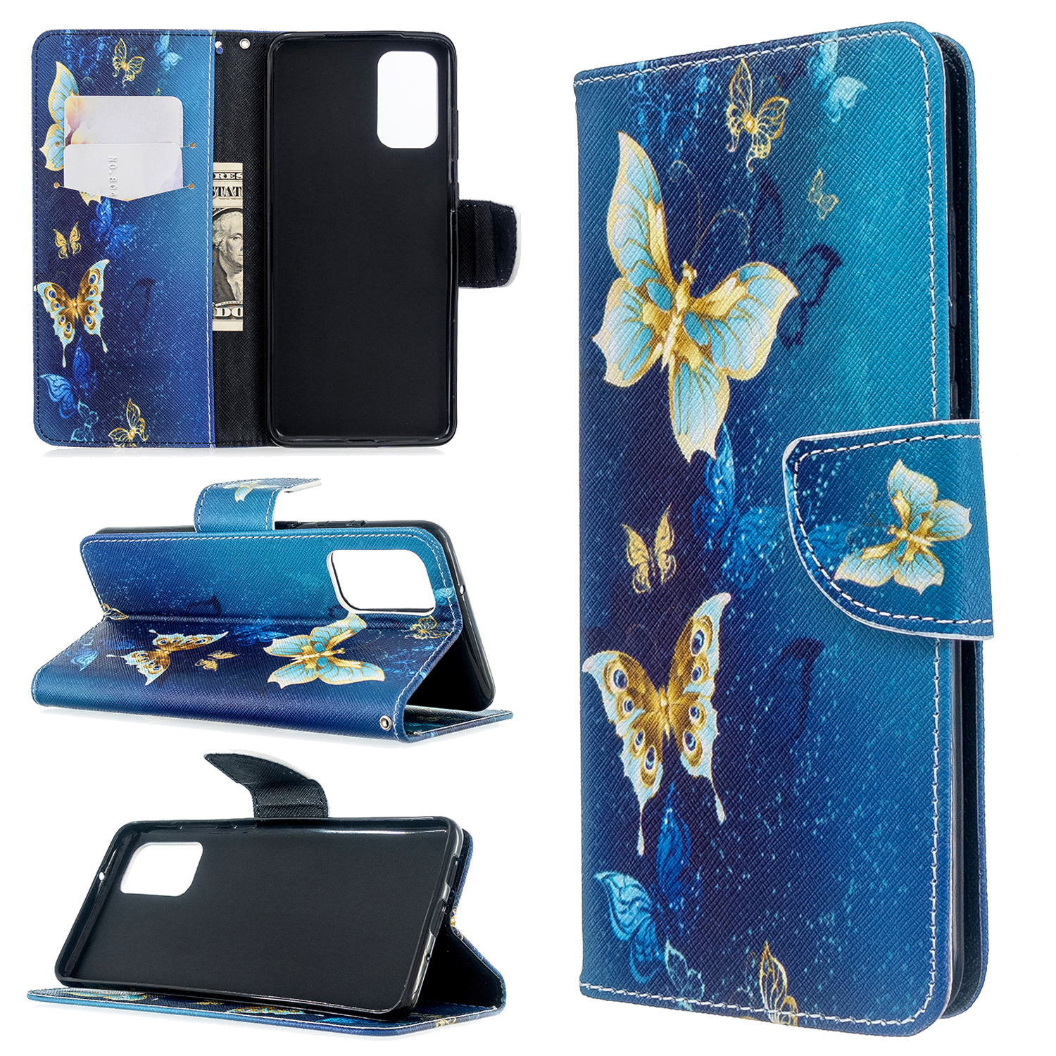 Pattern Printing Wallet Stand Flip Leather Shell for Samsung Galaxy S20 Plus - Metal Butterflies, Galaxy S20 Plus
Pattern Printing Wallet Stand Flip Leather Shell for Samsung Galaxy S20 Plus - Metal Butterflies, Galaxy S20 Plus