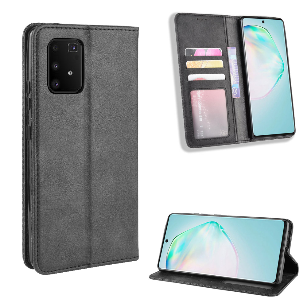 Vintage Style Leather Wallet Stand Phone Cover for Samsung Galaxy A91/M80S/S10 Lite - Black, Galaxy A91
Vintage Style Leather Wallet Stand Phone Cover for Samsung Galaxy A91/M80S/S10 Lite - Black, Galaxy A91