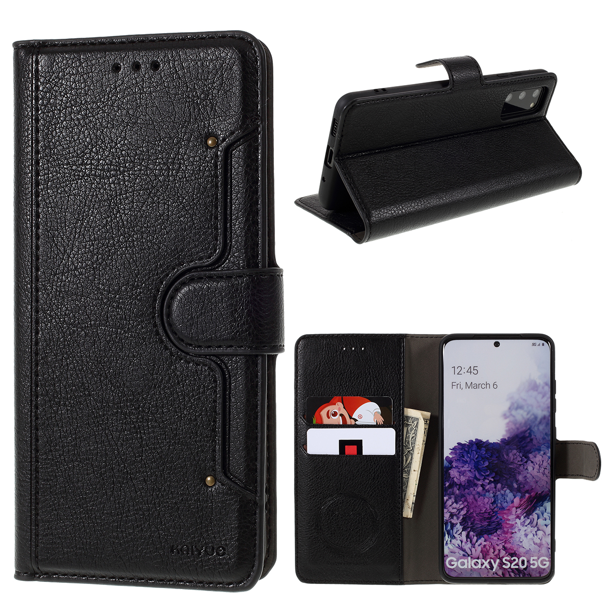 KAIYUE Leather Stand Case with Card Slots for Samsung Galaxy S20 - Black, Galaxy S20
KAIYUE Leather Stand Case with Card Slots for Samsung Galaxy S20 - Black, Galaxy S20