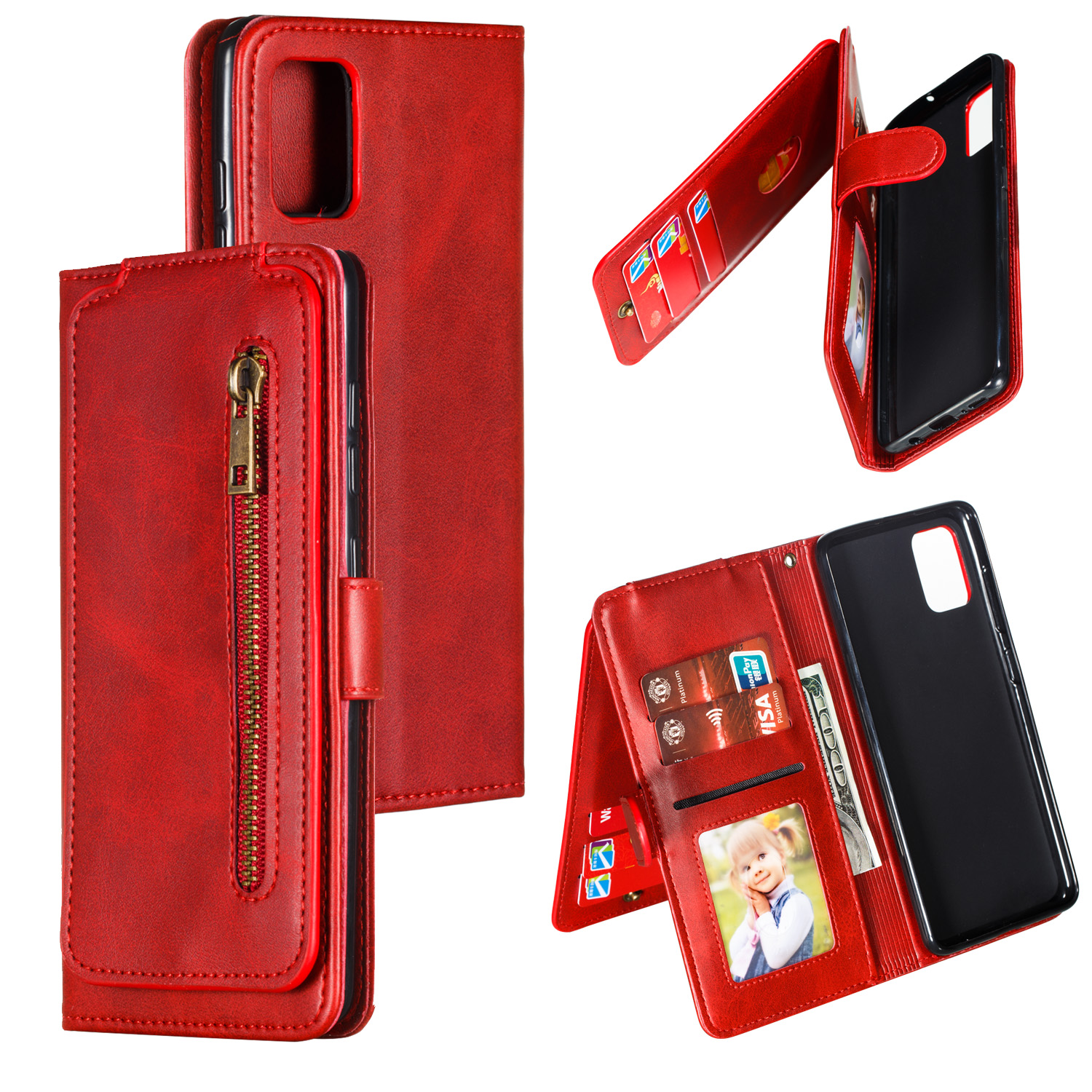 Zipper Pocket 9 Card Slots Leather Shell for Samsung Galaxy A51 SM-A515 - Red, Galaxy A51 4G
Zipper Pocket 9 Card Slots Leather Shell for Samsung Galaxy A51 SM-A515 - Red, Galaxy A51 4G