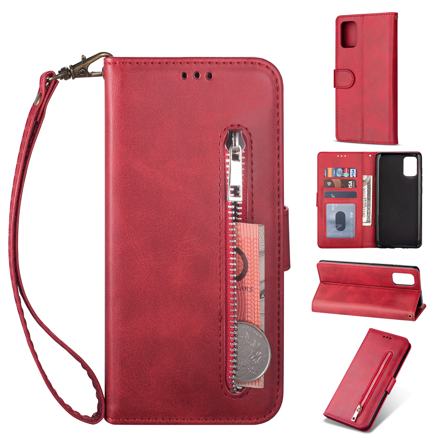 Zipper Pocket Leather Wallet Case Protective Cover Shell for Samsung Galaxy A41 (Global Version) - Red, Galaxy A41 (Global Version)
Zipper Pocket Leather Wallet Case Protective Cover Shell for Samsung Galaxy A41 (Global Version) - Red, Galaxy A41 (Global Version)