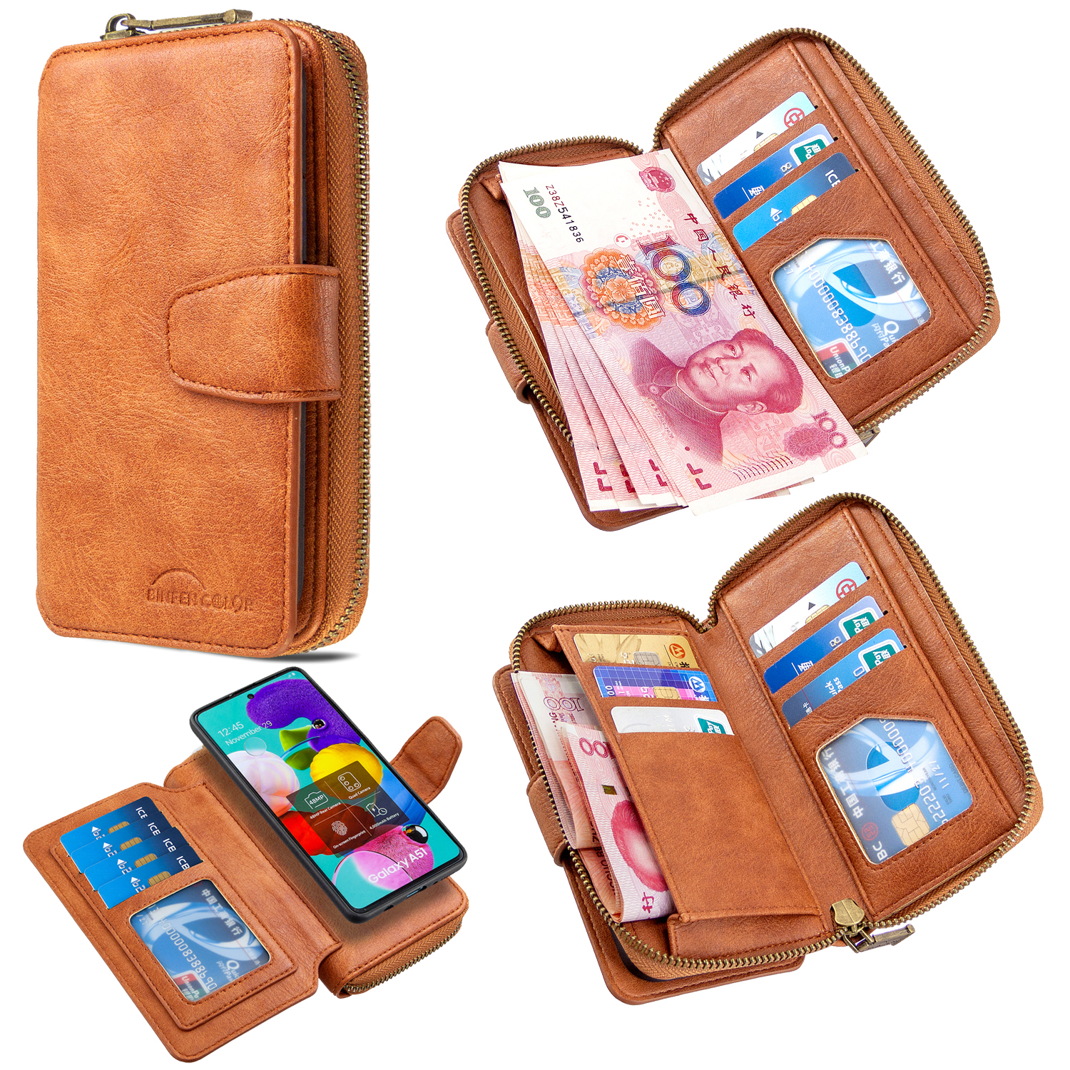 BF001 Detachable 2-in-1 Leather Zipper Wallet Phone Cover for Samsung Galaxy A51 SM-A515 - Brown, Galaxy A51 4G
BF001 Detachable 2-in-1 Leather Zipper Wallet Phone Cover for Samsung Galaxy A51 SM-A515 - Brown, Galaxy A51 4G