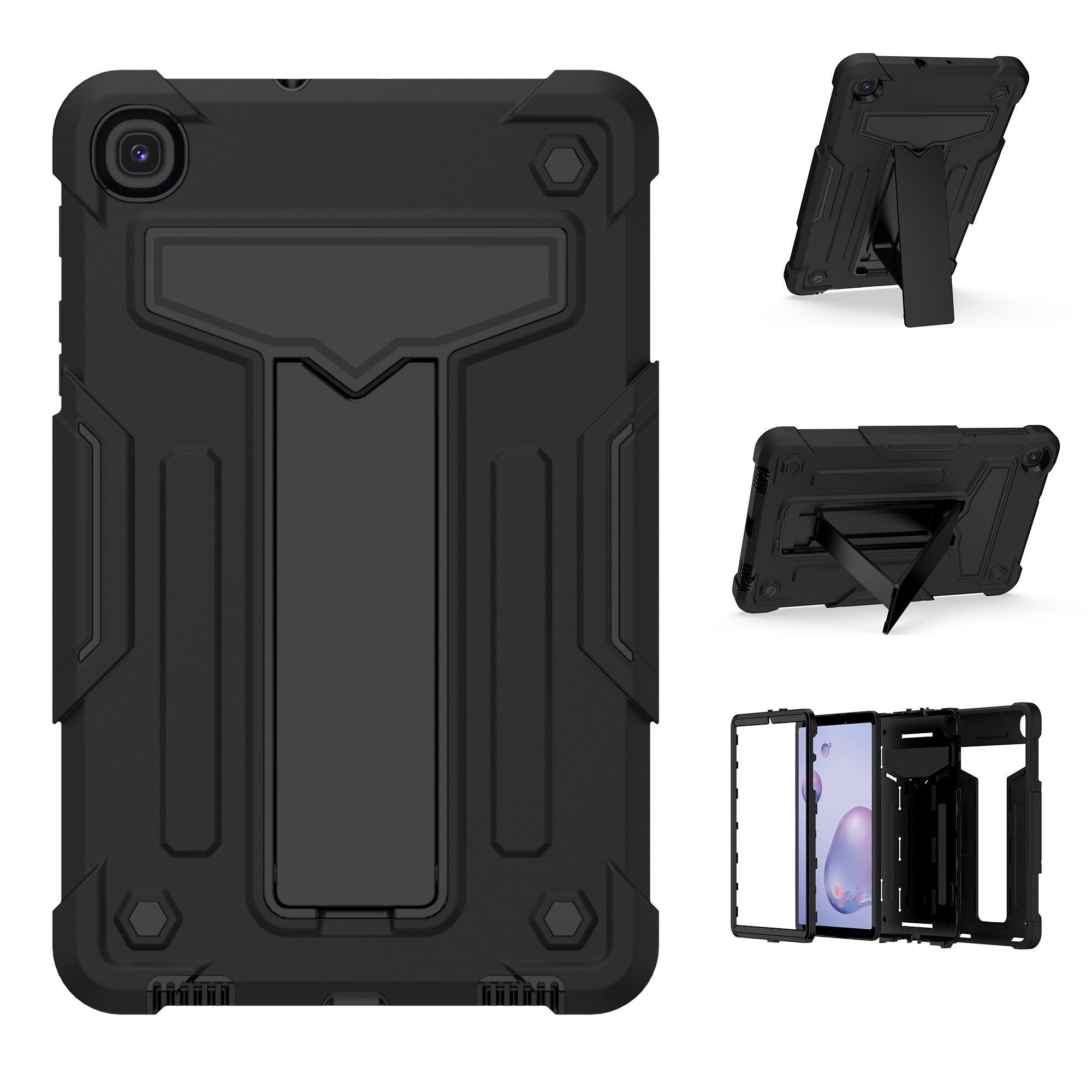 Foldable Kickstand Contrast Color PC Silicone Tablet Case Cover for Samsung Galaxy Tab A 8.4 (2020) - All Black, Galaxy Tab A 8.4 (2020)
Foldable Kickstand Contrast Color PC Silicone Tablet Case Cover for Samsung Galaxy Tab A 8.4 (2020) - All Black, Galaxy Tab A 8.4 (2020)