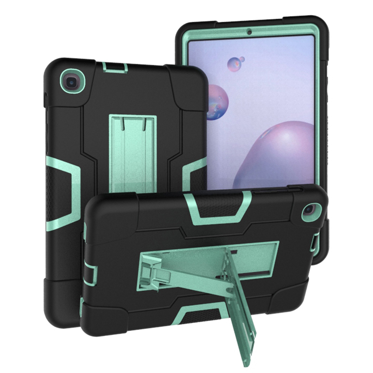 Kickstand Shock Proof TPU + PC + Silicone Combo Protective Cover for Samsung Galaxy Tab A 8.4 (2020) - Black/Mint Green, Galaxy Tab A 8.4 (2020)
Kickstand Shock Proof TPU + PC + Silicone Combo Protective Cover for Samsung Galaxy Tab A 8.4 (2020) - Black/Mint Green, Galaxy Tab A 8.4 (2020)