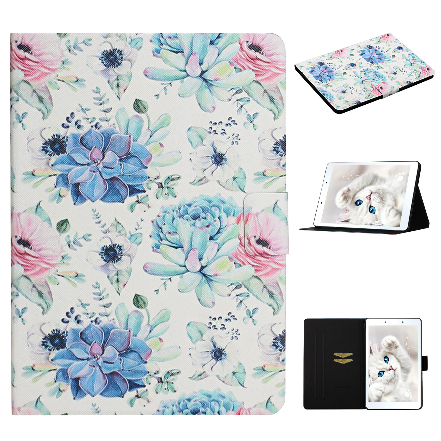Flower Pattern Printing Card Holder Stand Tablet Cover Case for Samsung Galaxy Tab A 8.0 Wi-Fi (2019) SM-T290 - Blue Flower, Galaxy Tab A 8.0 Wi-Fi (2019) T290
Flower Pattern Printing Card Holder Stand Tablet Cover Case for Samsung Galaxy Tab A 8.0 Wi-Fi (2019) SM-T290 - Blue Flower, Galaxy Tab A 8.0 Wi-Fi (2019) T290