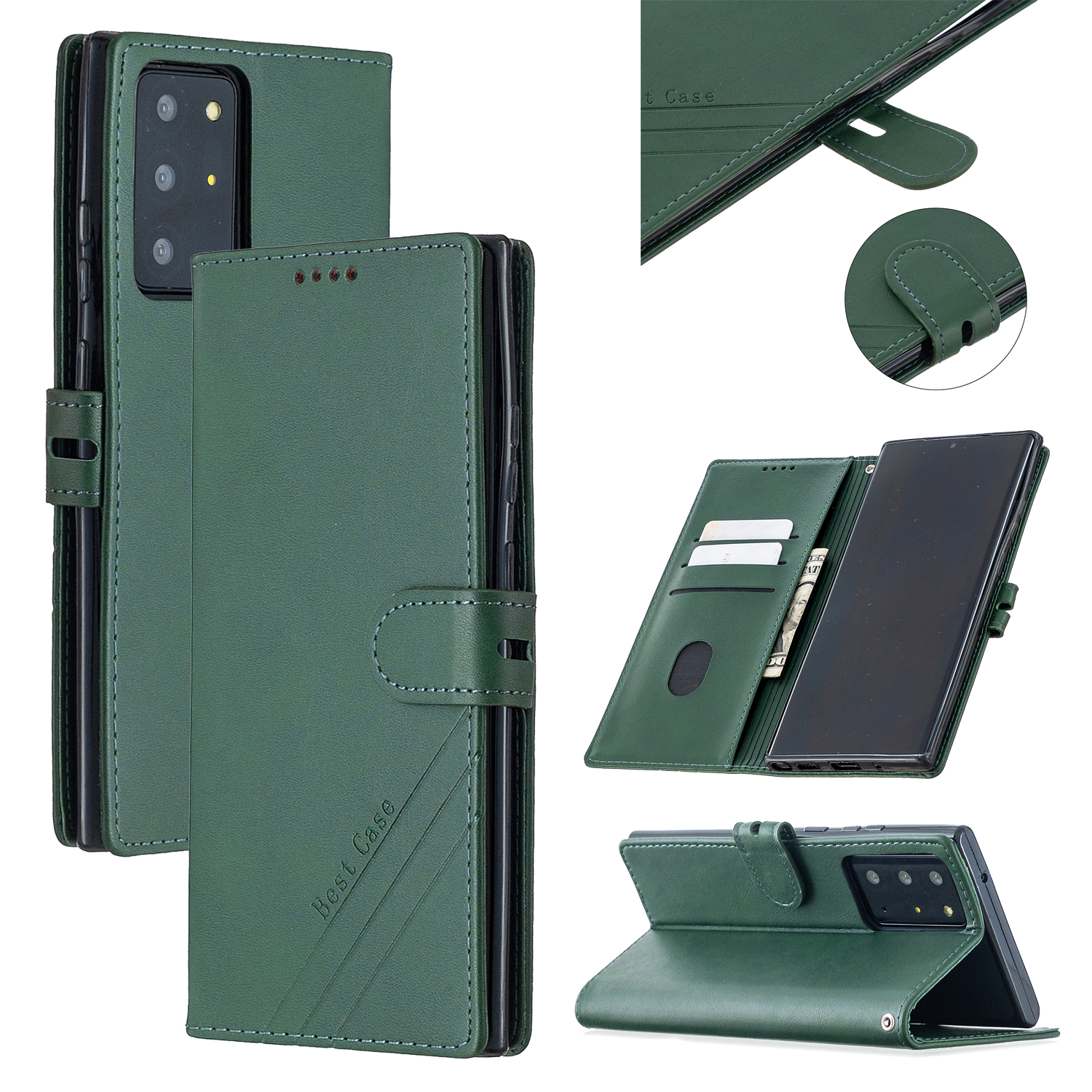 Wallet Leather Cell Phone Cover with Lanyard for Samsung Galaxy Note20 Ultra/Note20 Ultra 5G - Green, Galaxy Note20 Ultra
Wallet Leather Cell Phone Cover with Lanyard for Samsung Galaxy Note20 Ultra/Note20 Ultra 5G - Green, Galaxy Note20 Ultra