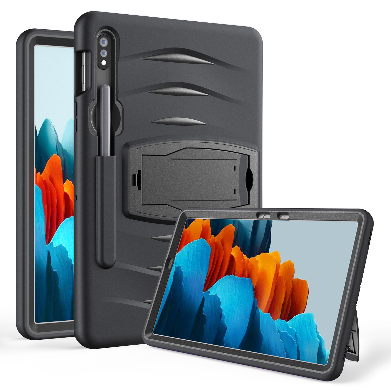 Для Вкладки Samsung Galaxy S7 T870 / T875 Ударопрочный PC + Силиконовый Планшетный Чехол С Баллонкой И Ручкой - Чернить, Galaxy Tab S7
Для Вкладки Samsung Galaxy S7 T870 / T875 Ударопрочный PC + Силиконовый Планшетный Чехол С Баллонкой И Ручкой - Чернить, Galaxy Tab S7