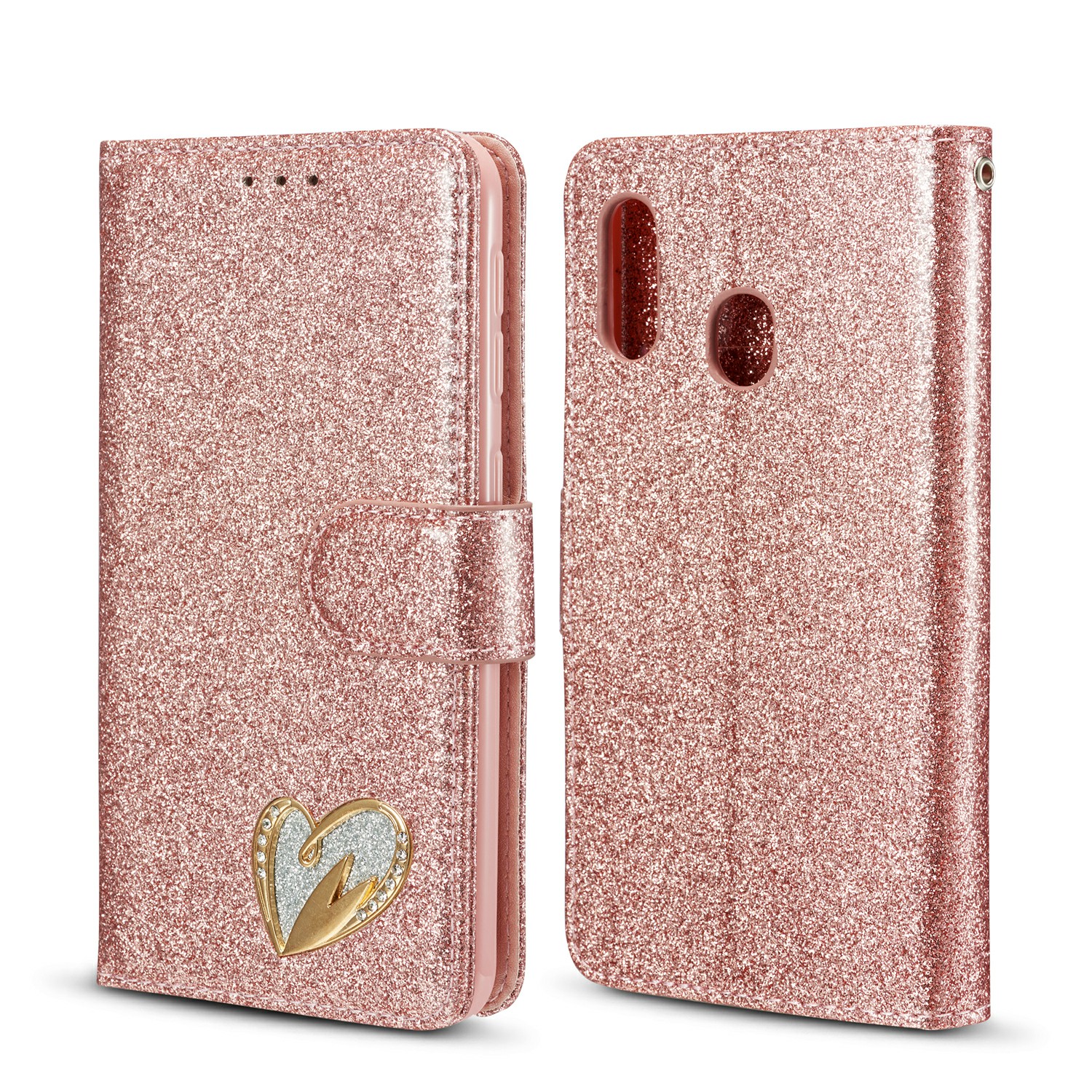 Gleaming Diamond Leather with Metal Heart Shape Decor Phone Cover Shell for Samsung Galaxy A20e - Rose Gold, Galaxy A20e
Gleaming Diamond Leather with Metal Heart Shape Decor Phone Cover Shell for Samsung Galaxy A20e - Rose Gold, Galaxy A20e