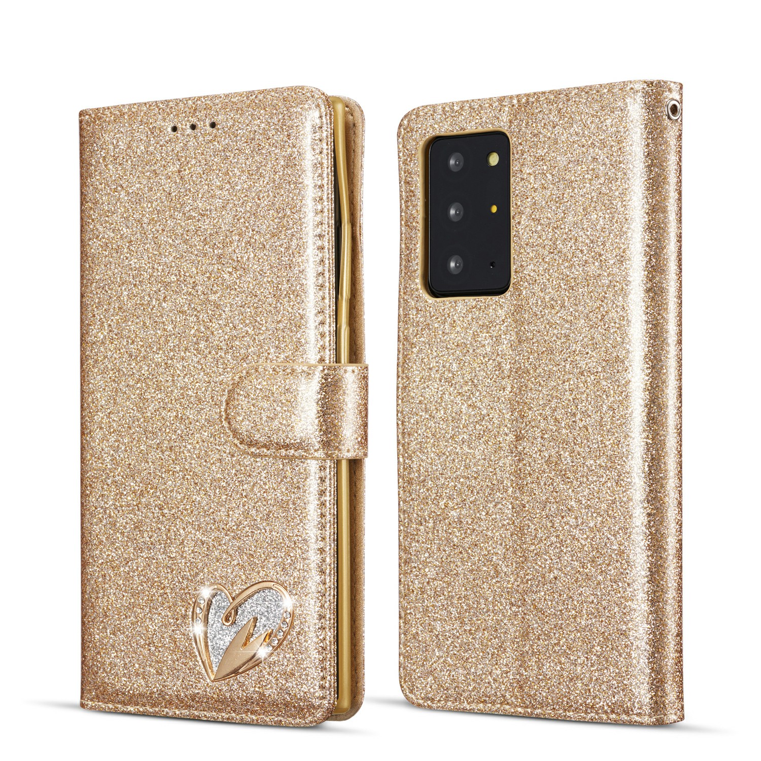 Gleaming Diamond Leather with Metal Heart Shape Decor Phone Cover Shell for Samsung Galaxy Note20 Ultra/Note20 Ultra 5G - Gold, Galaxy Note20 Ultra
Gleaming Diamond Leather with Metal Heart Shape Decor Phone Cover Shell for Samsung Galaxy Note20 Ultra/Note20 Ultra 5G - Gold, Galaxy Note20 Ultra