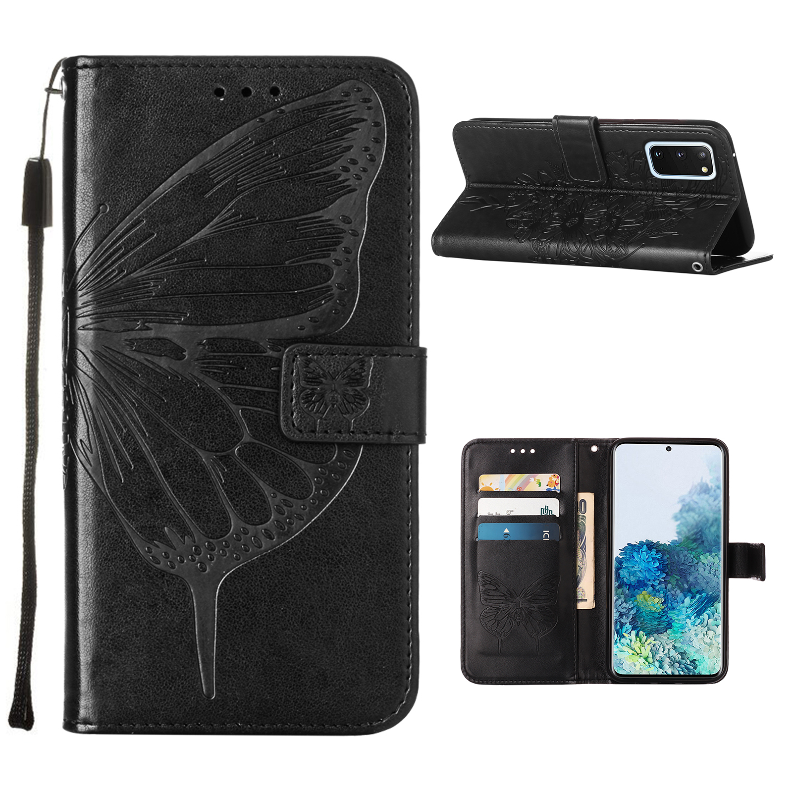 Imprint Butterfly Leather Wallet Stand Case Protective Shell for Samsung Galaxy S20 - Black, Galaxy S20
Imprint Butterfly Leather Wallet Stand Case Protective Shell for Samsung Galaxy S20 - Black, Galaxy S20