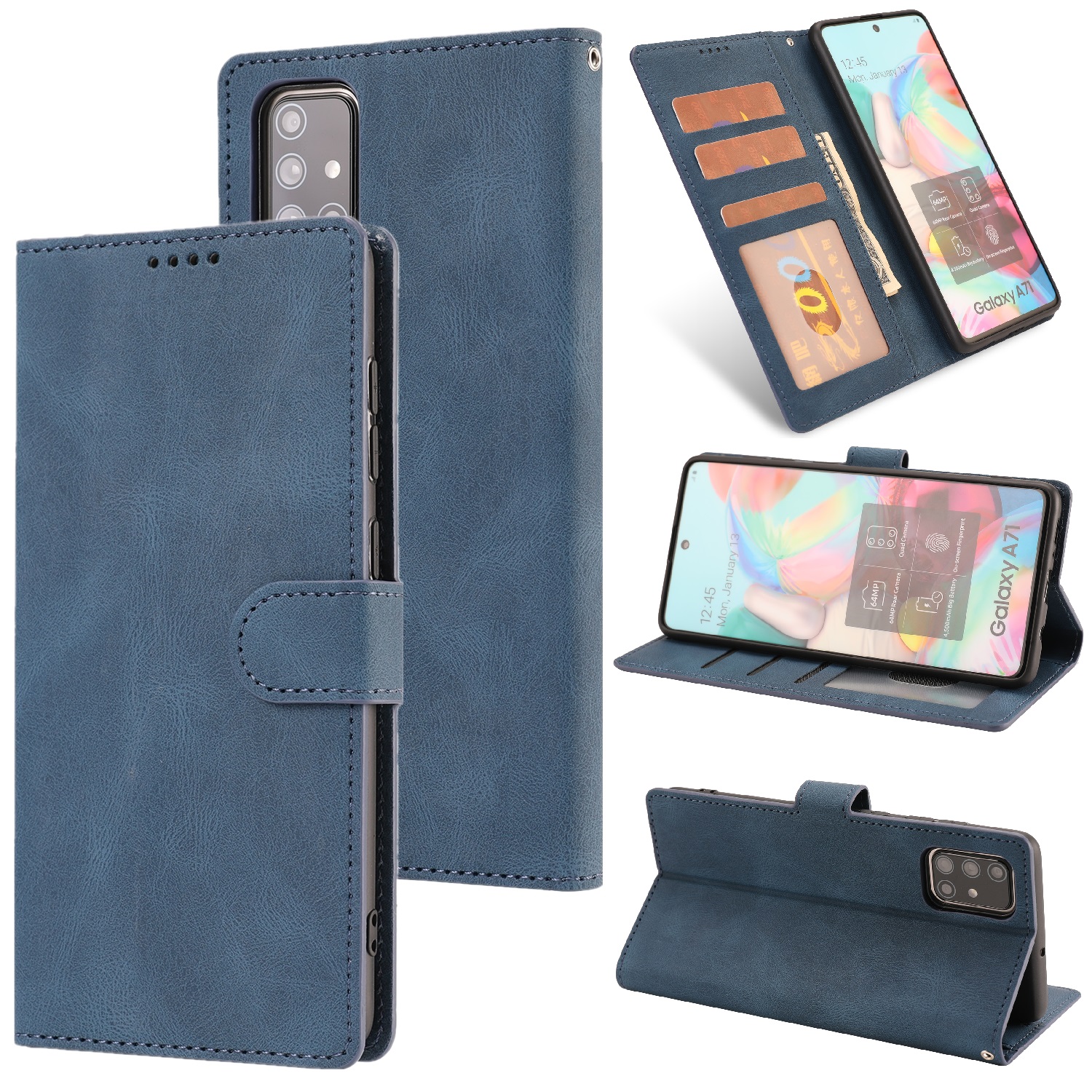 Classic Style PU Leather Wallet Stand Phone Cover Shell for Samsung Galaxy A71 SM-A715/M70S - Blue, Galaxy A71 4G
Classic Style PU Leather Wallet Stand Phone Cover Shell for Samsung Galaxy A71 SM-A715/M70S - Blue, Galaxy A71 4G