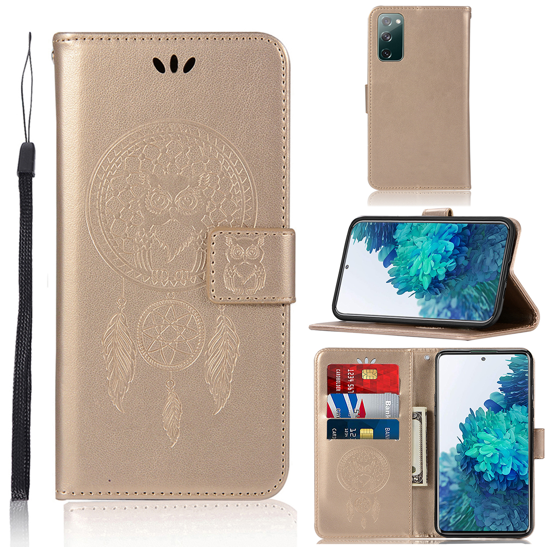 Imprinted Dream Catcher Owl Leather Wallet Case for Samsung Galaxy S20 FE/S20 Fan Edition/S20 FE 5G/S20 Fan Edition 5G - Gold, Galaxy S20 FE
Imprinted Dream Catcher Owl Leather Wallet Case for Samsung Galaxy S20 FE/S20 Fan Edition/S20 FE 5G/S20 Fan Edition 5G - Gold, Galaxy S20 FE