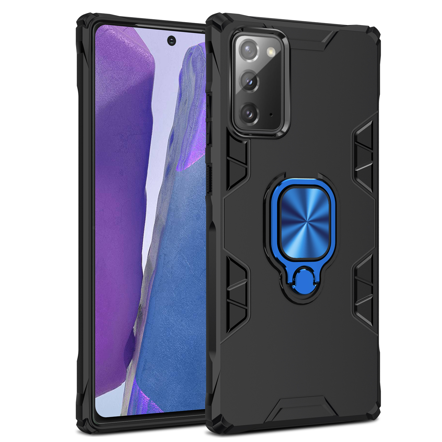 Metal + TPU Combo Hybrid Shell with Finger Ring Kickstand for Samsung Galaxy Note 20/Note 20 5G - Black/Blue Sheet, Galaxy Note 20
Metal + TPU Combo Hybrid Shell with Finger Ring Kickstand for Samsung Galaxy Note 20/Note 20 5G - Black/Blue Sheet, Galaxy Note 20