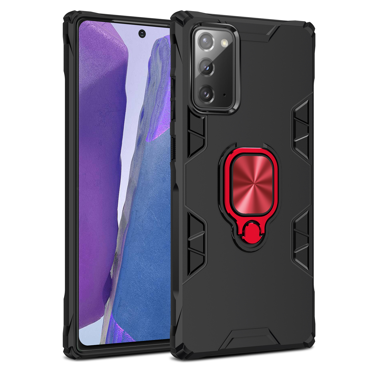 Metal + TPU Combo Hybrid Shell with Finger Ring Kickstand for Samsung Galaxy Note 20/Note 20 5G - Black/Red Sheet, Galaxy Note 20
Metal + TPU Combo Hybrid Shell with Finger Ring Kickstand for Samsung Galaxy Note 20/Note 20 5G - Black/Red Sheet, Galaxy Note 20